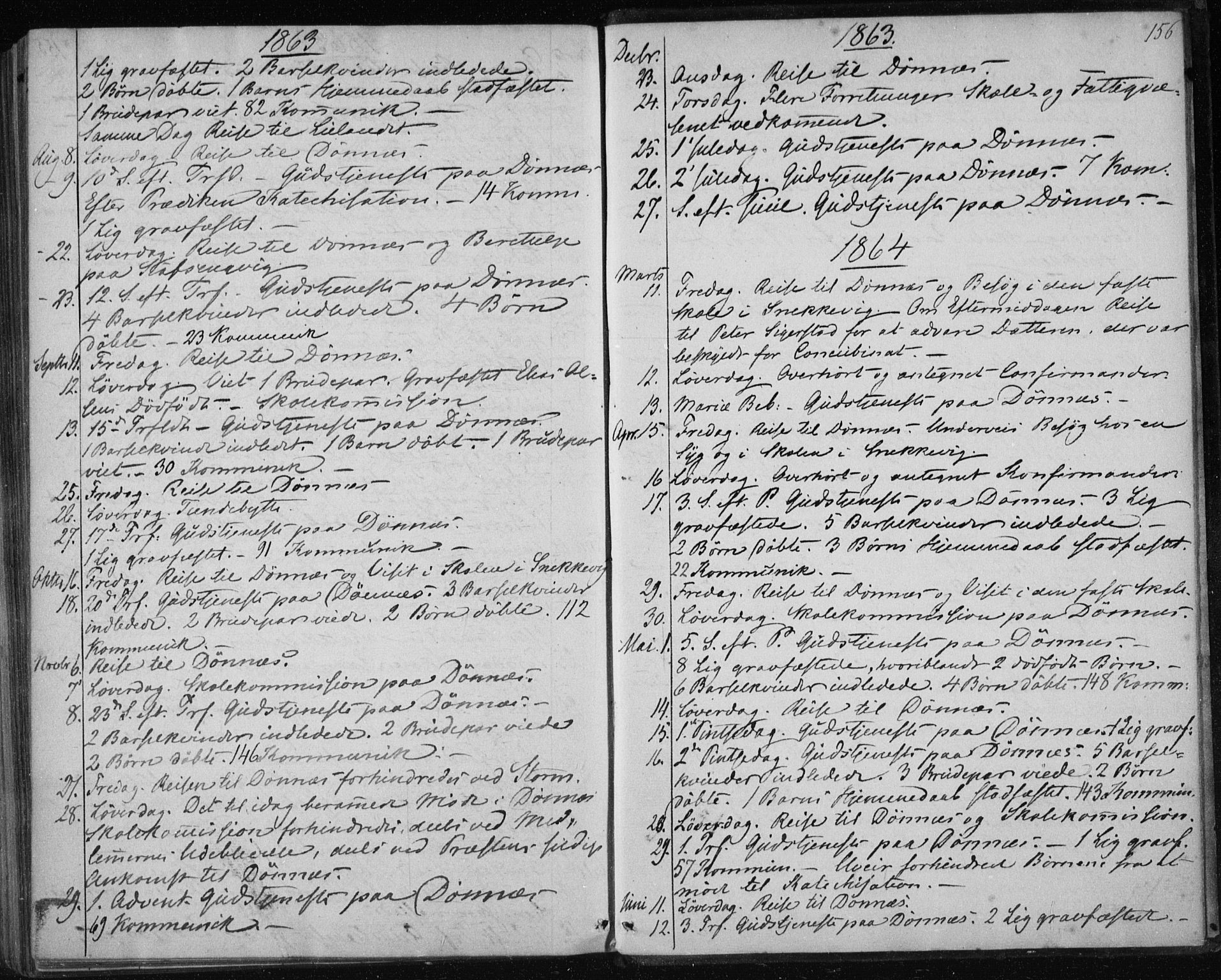 Ministerialprotokoller, klokkerbøker og fødselsregistre - Nordland, AV/SAT-A-1459/835/L0523: Ministerialbok nr. 835A01, 1855-1865, s. 156