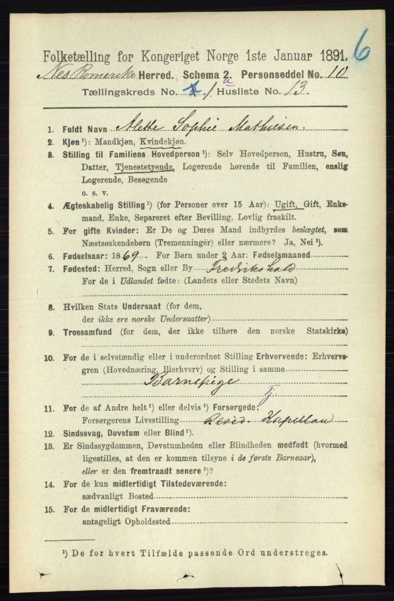 RA, Folketelling 1891 for 0236 Nes herred, 1891, s. 195