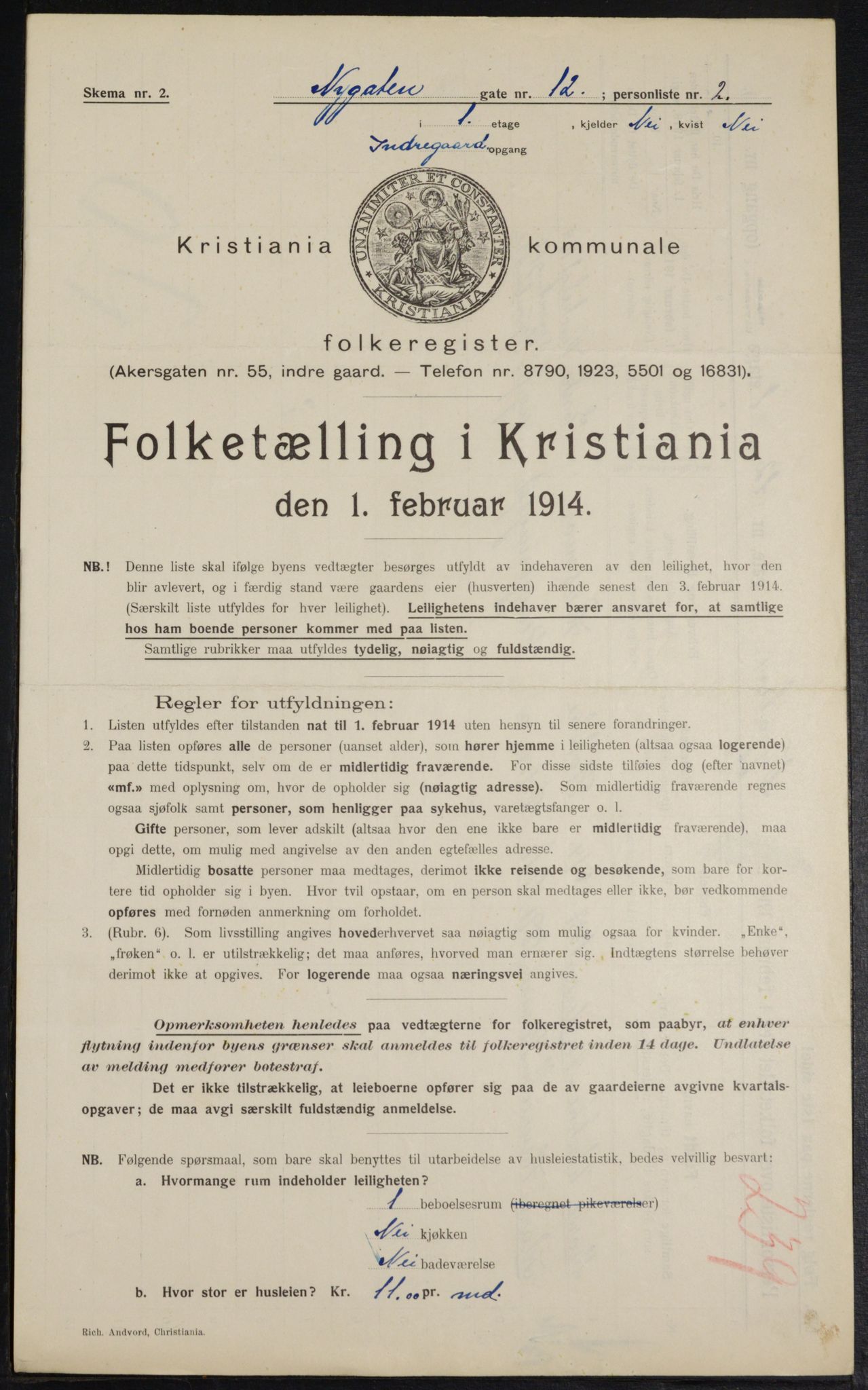 OBA, Kommunal folketelling 1.2.1914 for Kristiania, 1914, s. 73997