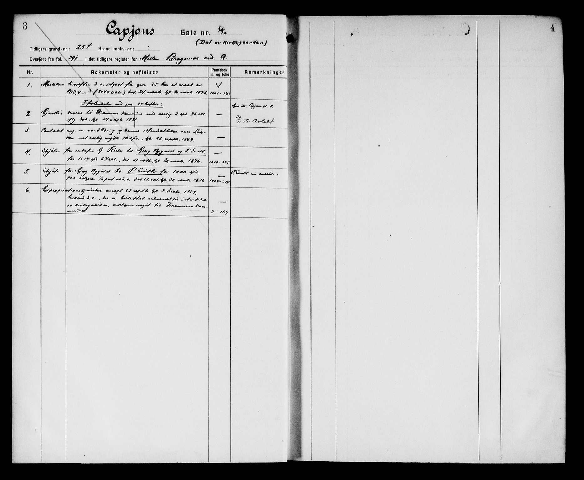 Drammen byfogd, SAKO/A-222/G/Gb/Gbe/L0002a: Panteregister nr. V 2a, s. 3-4