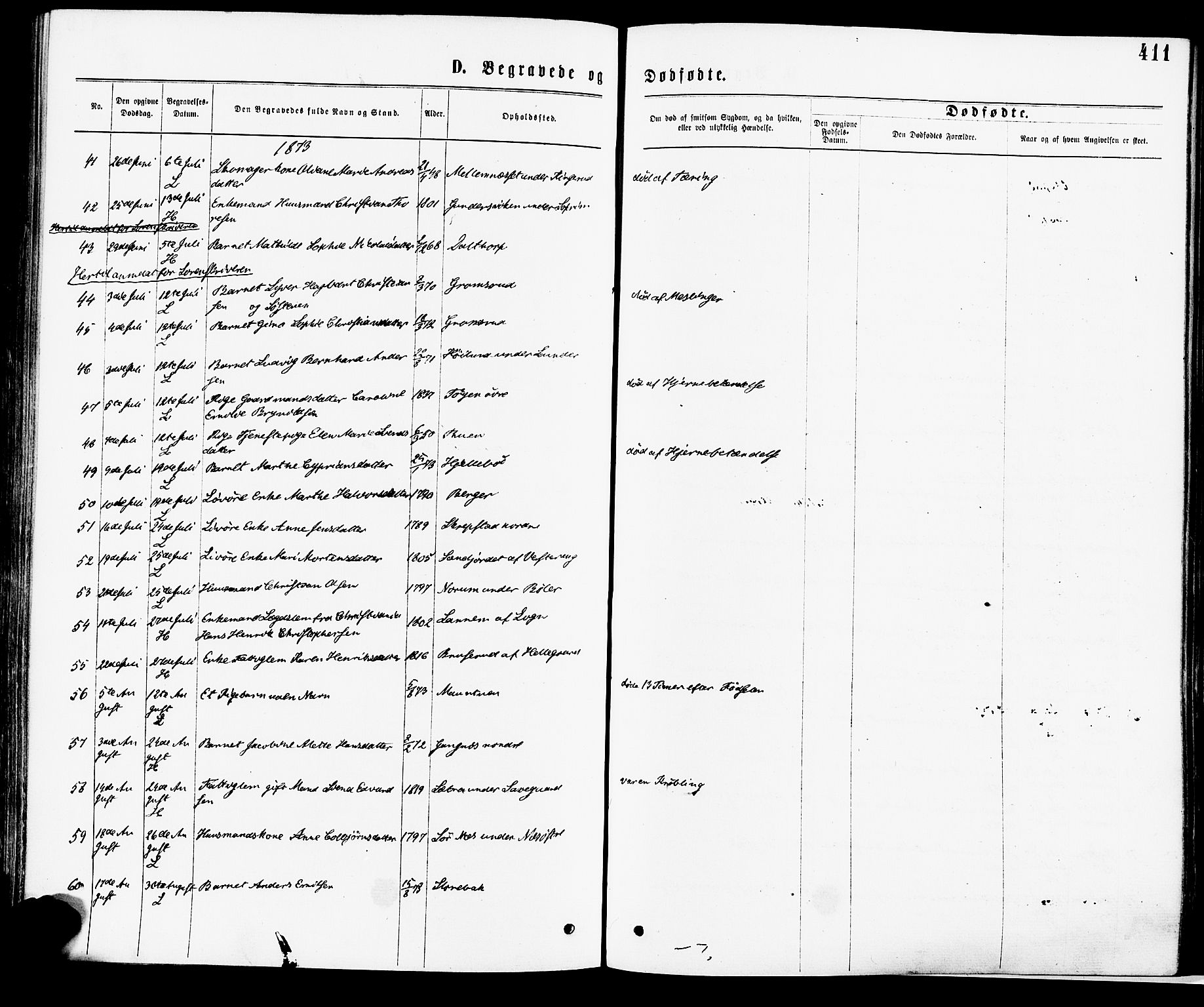 Høland prestekontor Kirkebøker, AV/SAO-A-10346a/F/Fa/L0012.a: Ministerialbok nr. I 12A, 1869-1879, s. 411