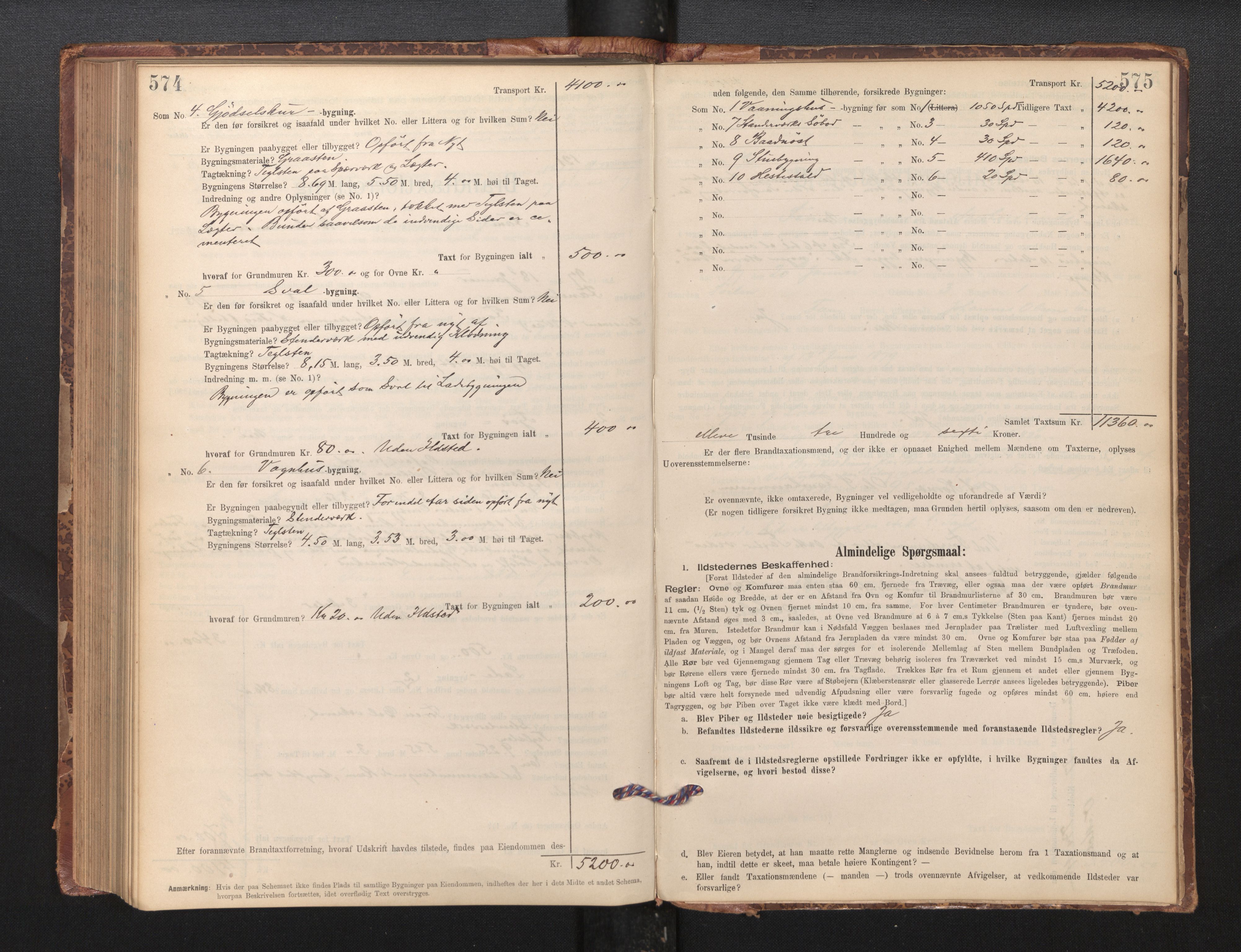 Lensmannen i Fana, SAB/A-31801/0012/L0016: Branntakstprotokoll skjematakst, 1895-1902, s. 574-575