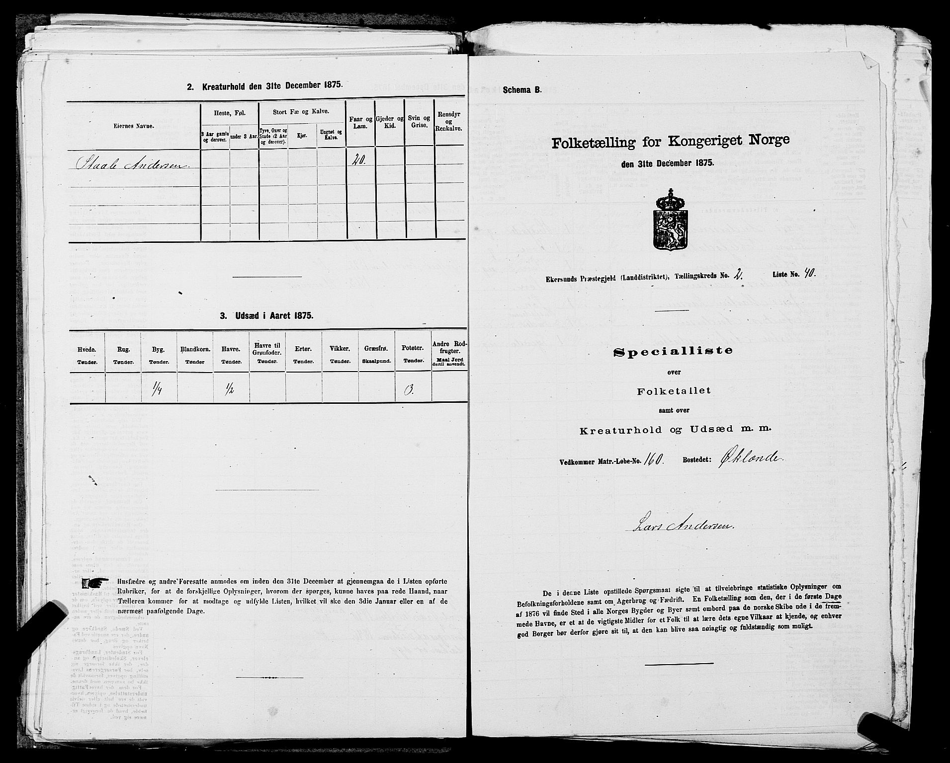 SAST, Folketelling 1875 for 1116L Eigersund prestegjeld, Eigersund landsokn og Ogna sokn, 1875, s. 332