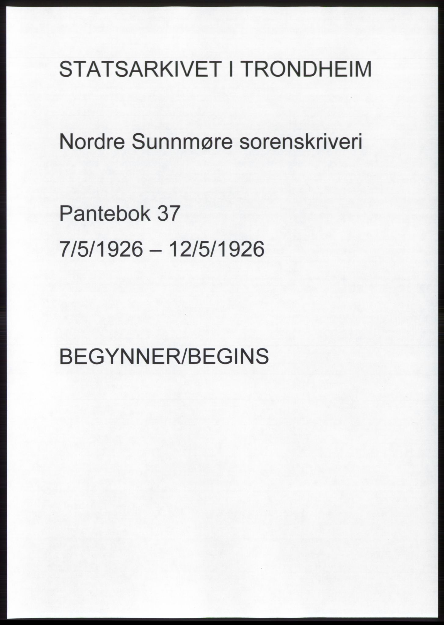 Nordre Sunnmøre sorenskriveri, AV/SAT-A-0006/1/2/2C/2Ca/L0035: Pantebok nr. 37, 1926-1926, Tingl.dato: 05.07.1926