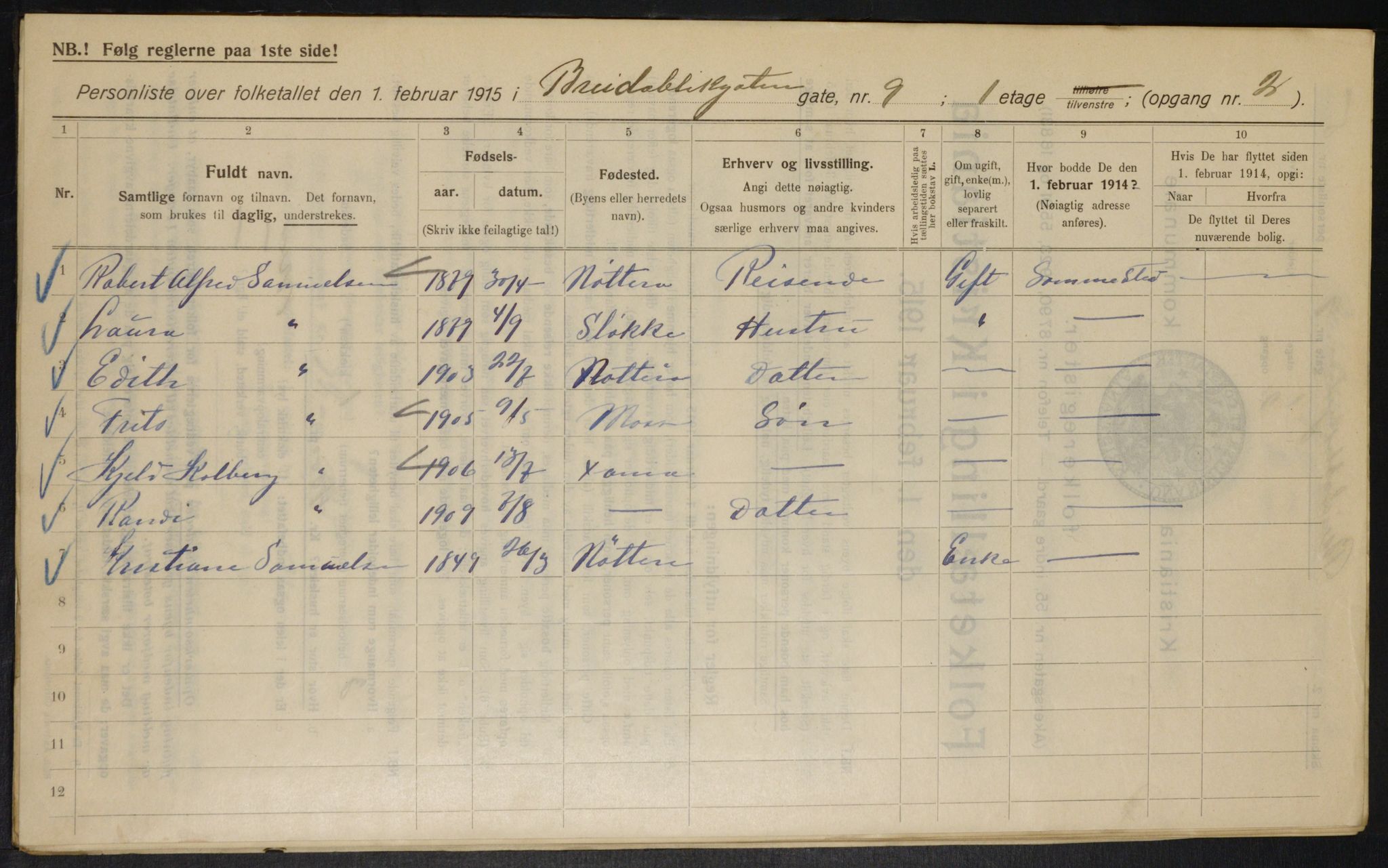 OBA, Kommunal folketelling 1.2.1915 for Kristiania, 1915, s. 8021