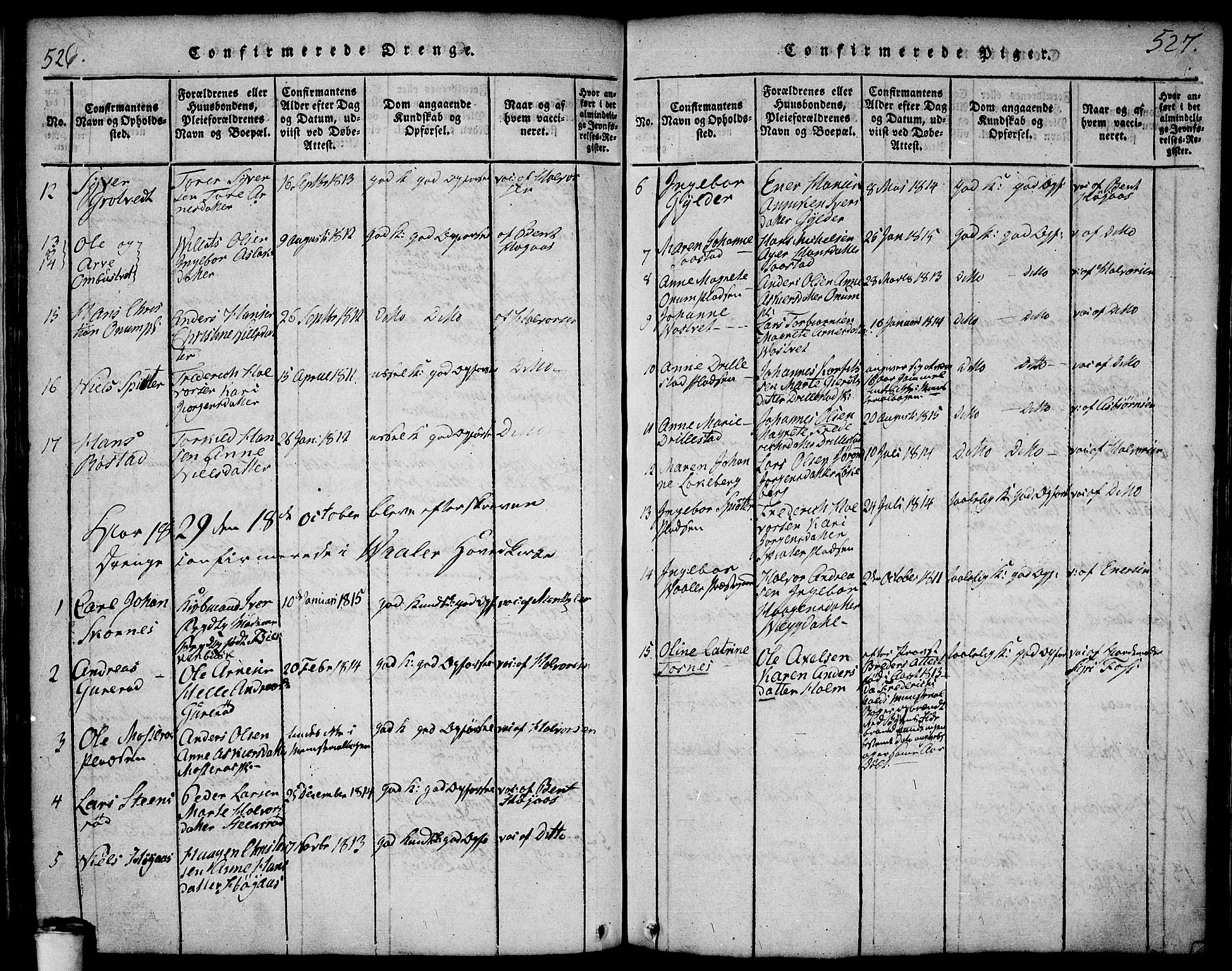 Våler prestekontor Kirkebøker, SAO/A-11083/F/Fa/L0005: Ministerialbok nr. I 5, 1815-1839, s. 526-527