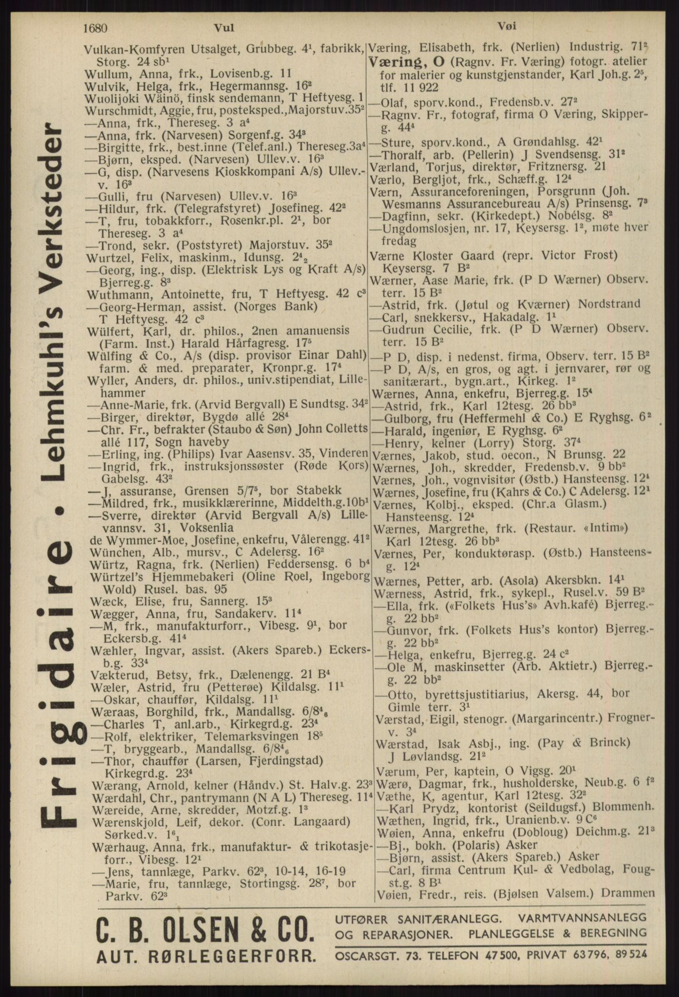 Kristiania/Oslo adressebok, PUBL/-, 1939, s. 1680