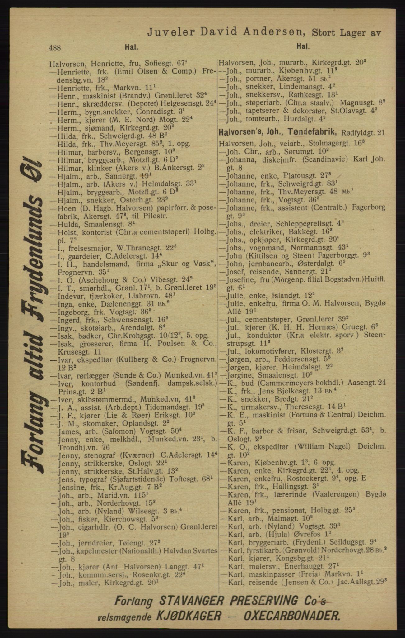 Kristiania/Oslo adressebok, PUBL/-, 1913, s. 500