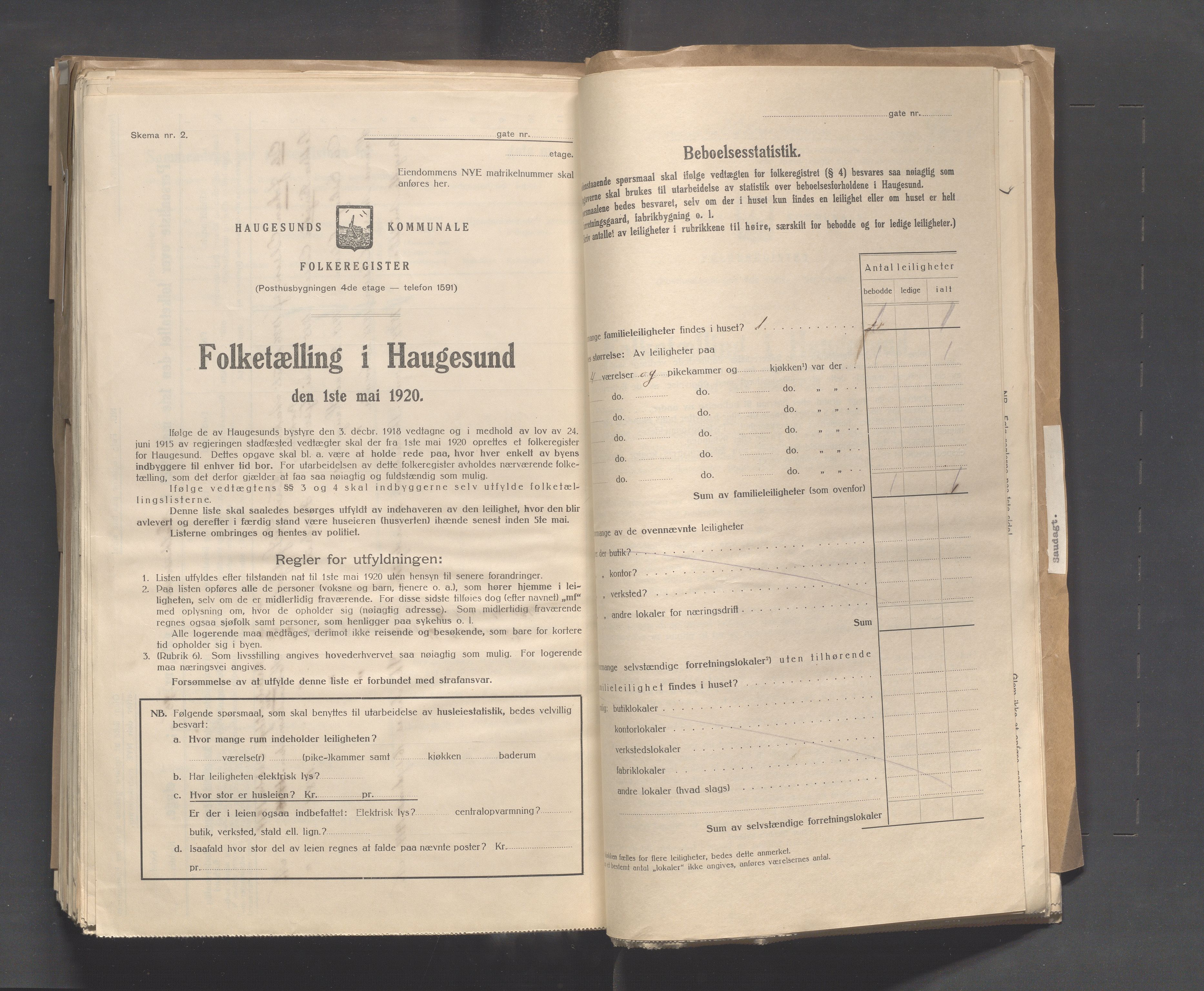 IKAR, Kommunal folketelling 1.5.1920 for Haugesund, 1920, s. 3401