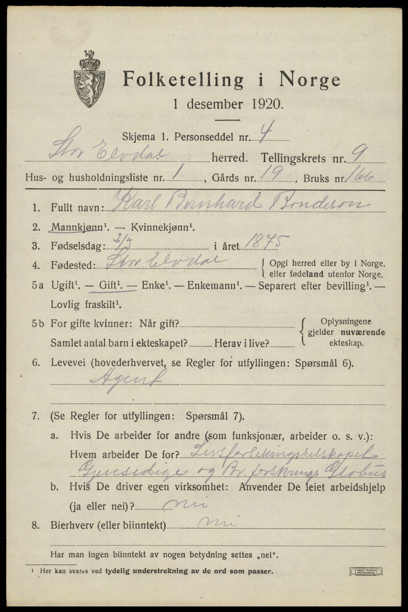 SAH, Folketelling 1920 for 0430 Stor-Elvdal herred, 1920, s. 8450