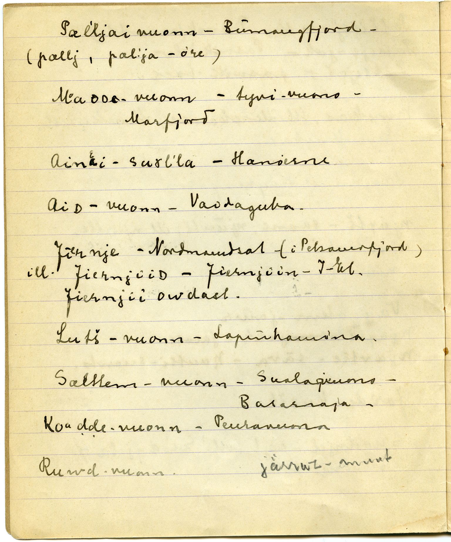 Johan Beronkas testamentariske gave, FMFB/A-1098/G/L0019: Notatbok om Pasvik–lappisk (4 stykker), 1928-1929, s. 41