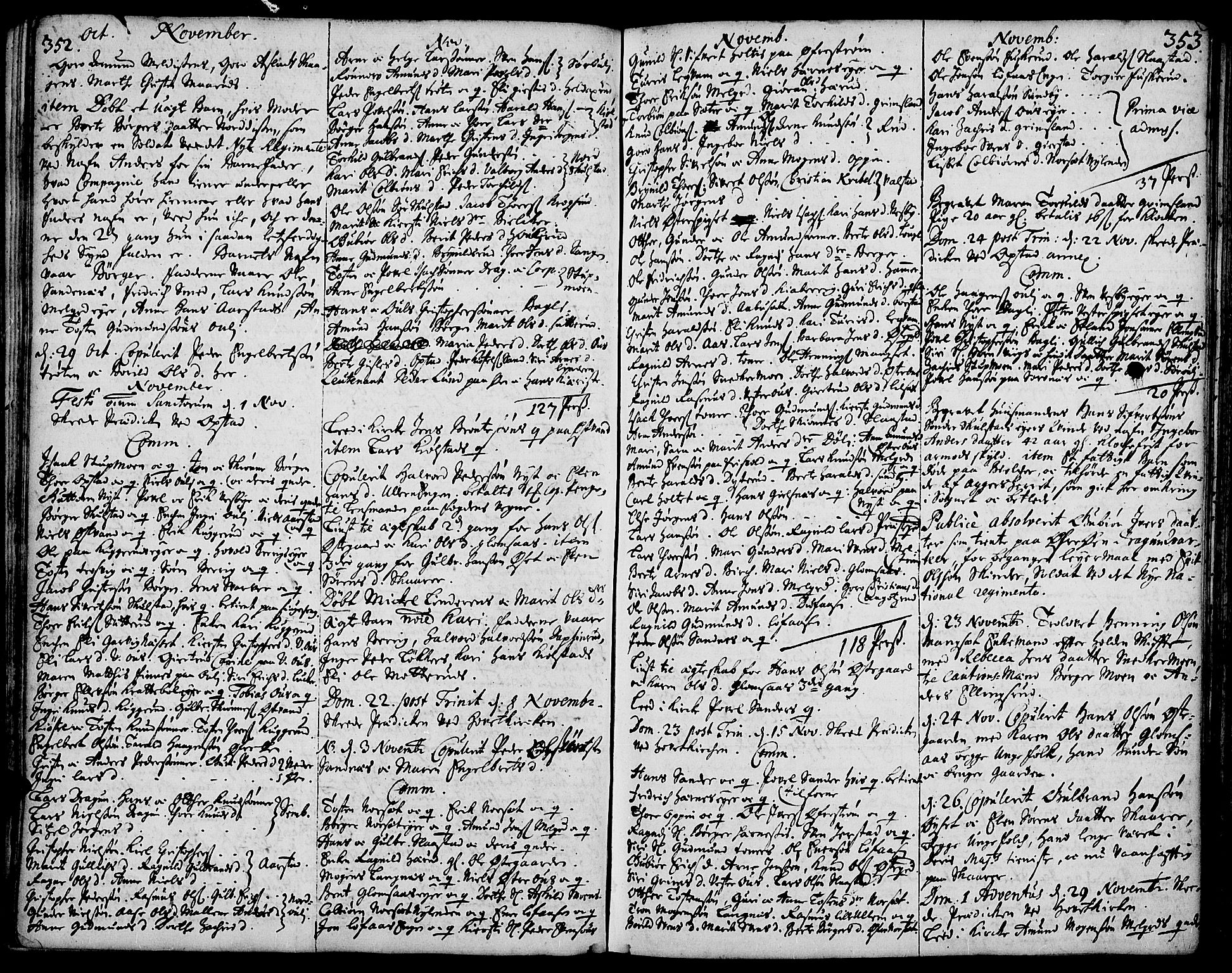 Strøm-Odalen prestekontor, AV/SAH-PREST-028/H/Ha/Haa/L0001: Ministerialbok nr. 1, 1689-1715, s. 352-353