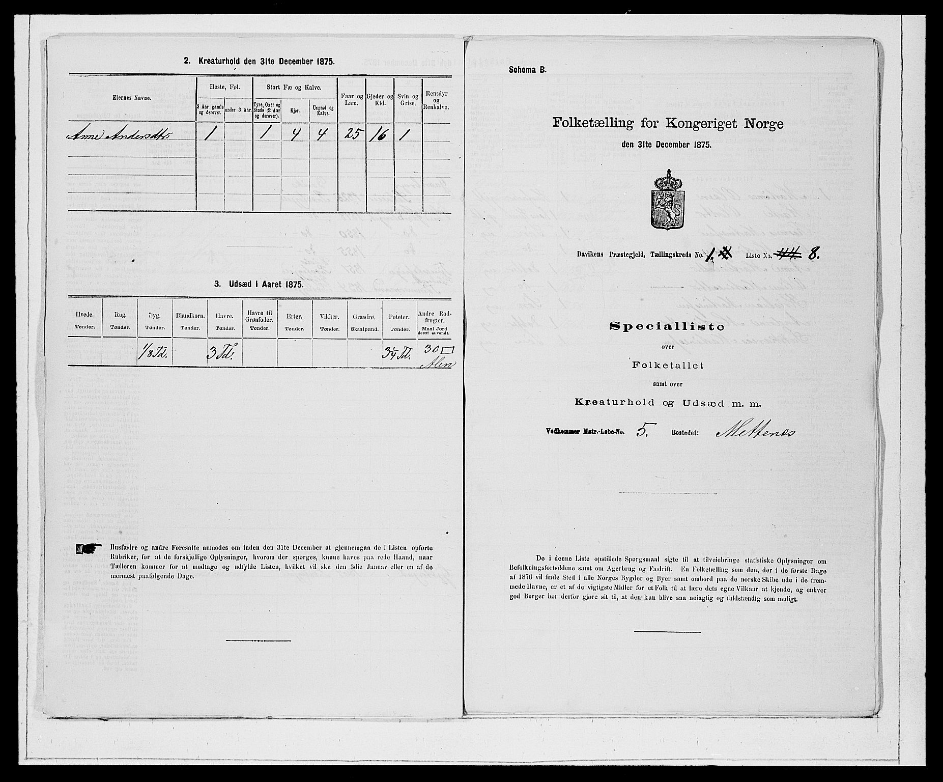 SAB, Folketelling 1875 for 1442P Davik prestegjeld, 1875, s. 39