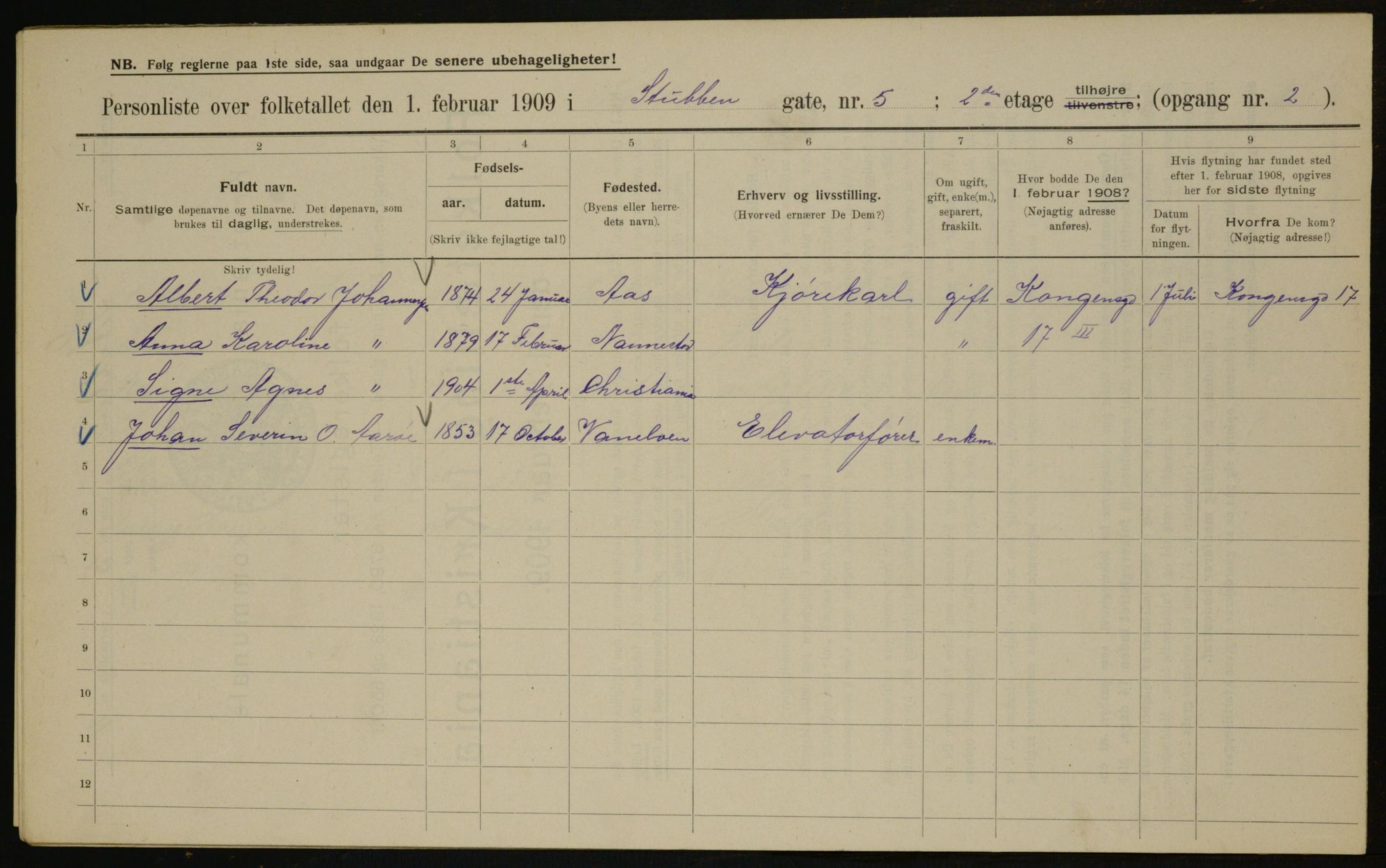 OBA, Kommunal folketelling 1.2.1909 for Kristiania kjøpstad, 1909, s. 94530