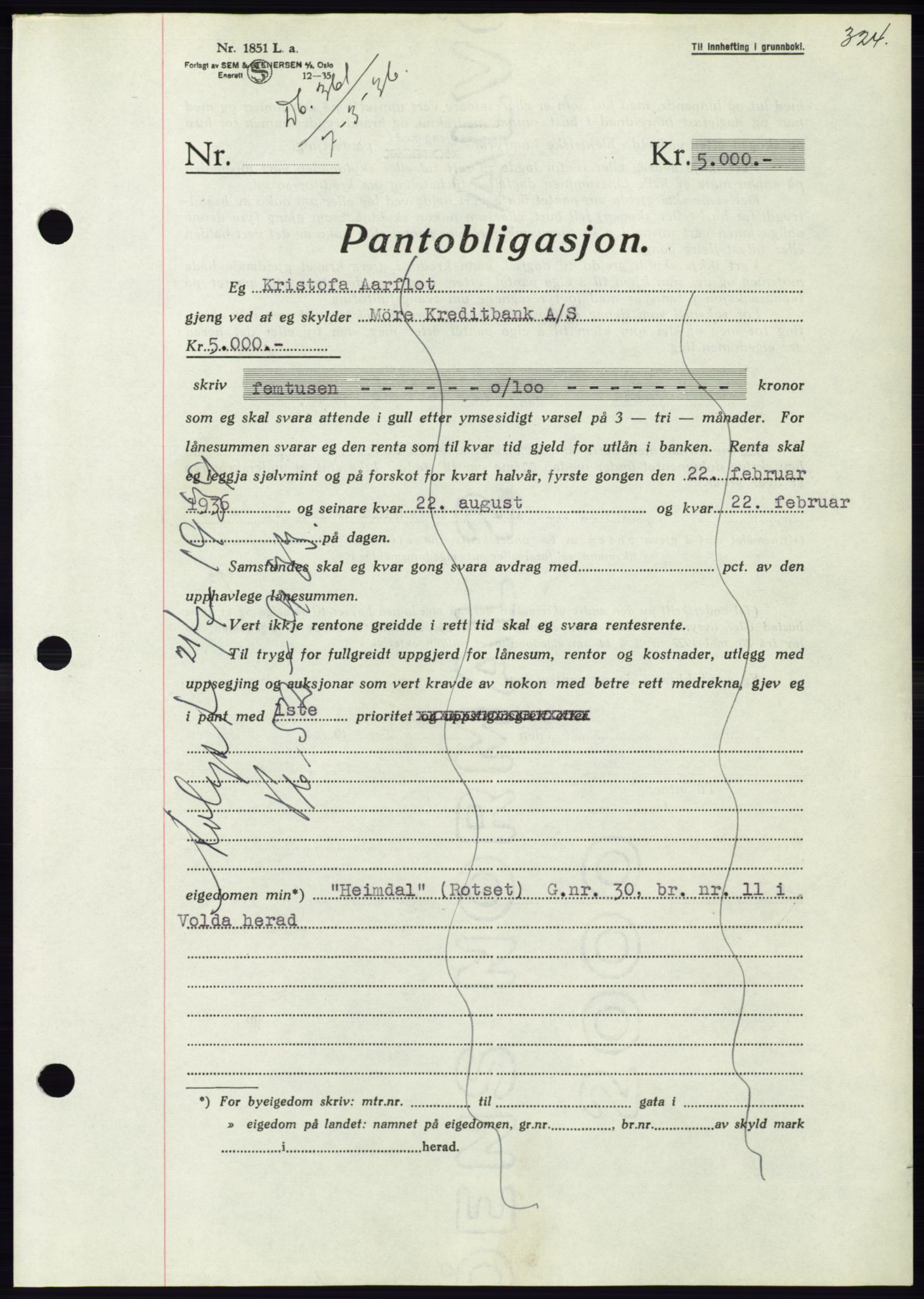 Søre Sunnmøre sorenskriveri, AV/SAT-A-4122/1/2/2C/L0060: Pantebok nr. 54, 1935-1936, Tingl.dato: 07.03.1936