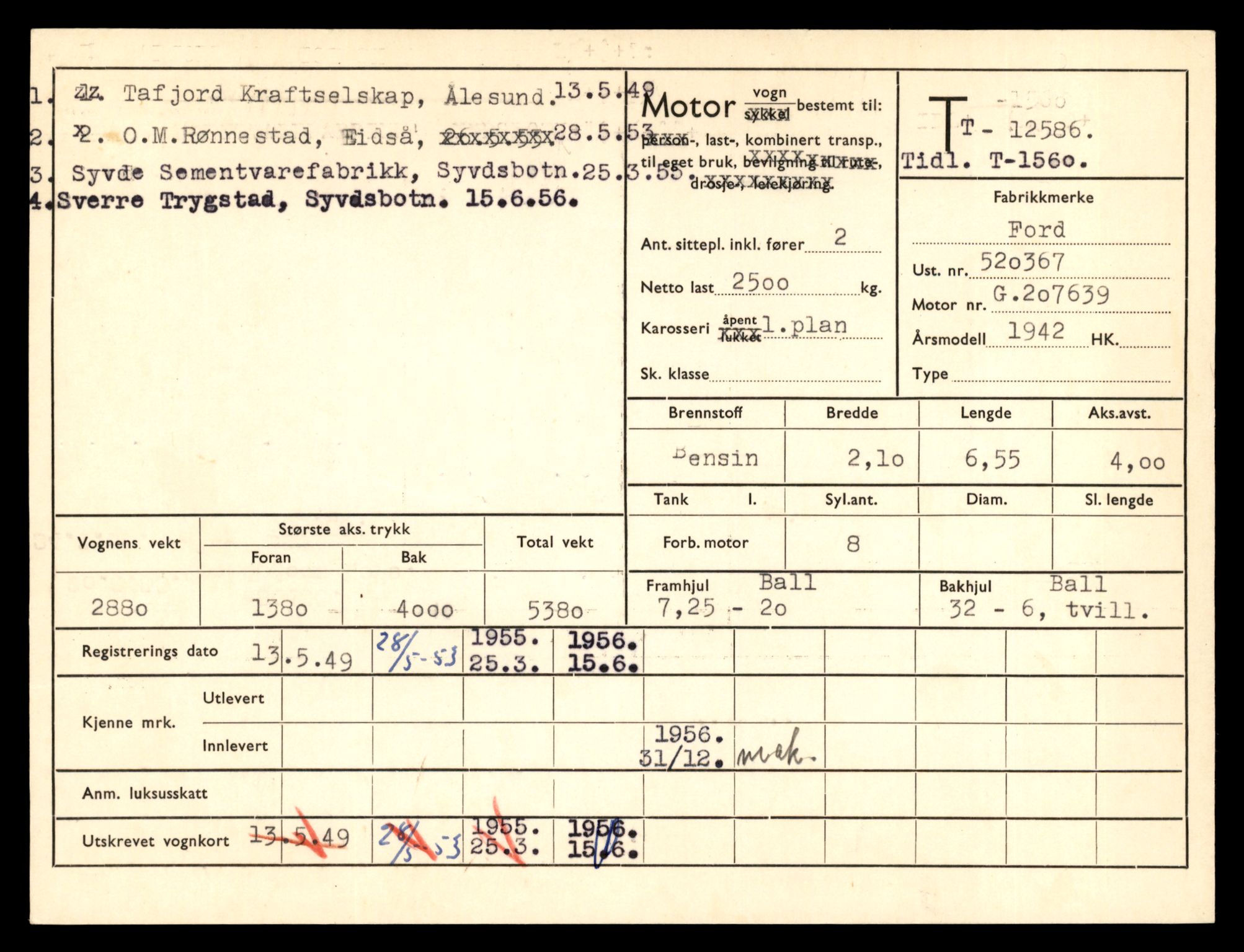 Møre og Romsdal vegkontor - Ålesund trafikkstasjon, AV/SAT-A-4099/F/Fe/L0034: Registreringskort for kjøretøy T 12500 - T 12652, 1927-1998, s. 1660