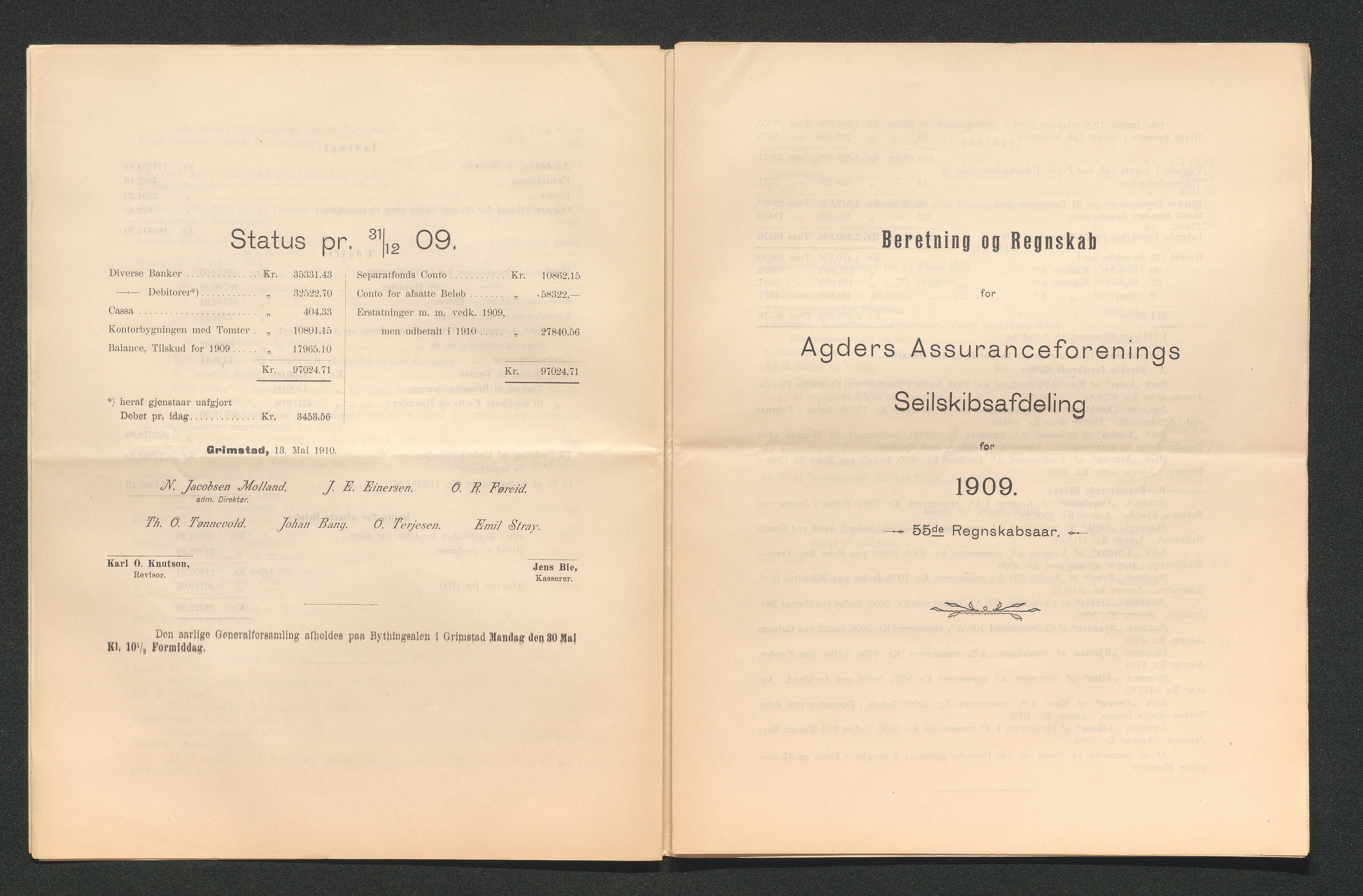 Agders Gjensidige Assuranceforening, AAKS/PA-1718/05/L0003: Regnskap, seilavdeling, pakkesak, 1890-1912