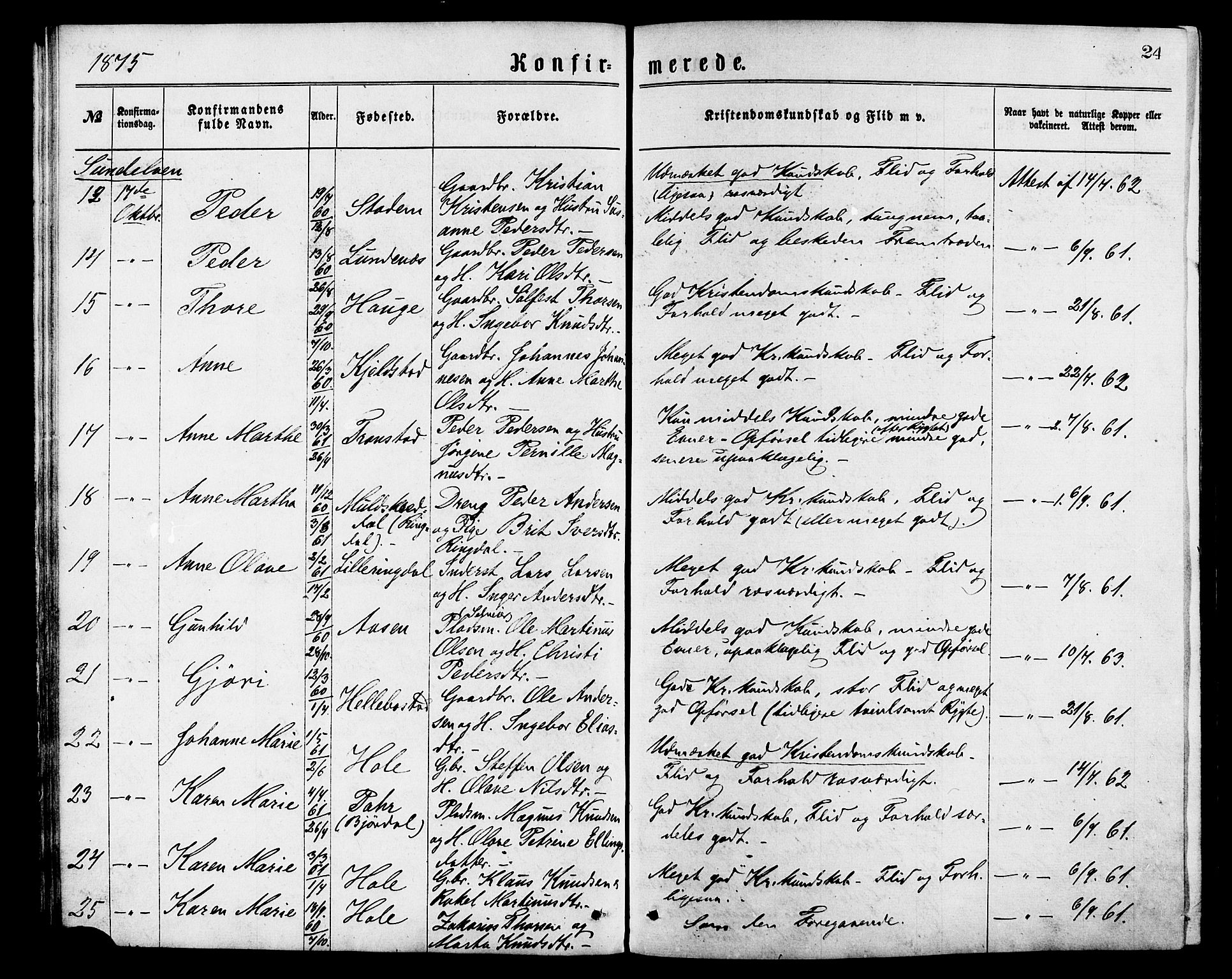Ministerialprotokoller, klokkerbøker og fødselsregistre - Møre og Romsdal, AV/SAT-A-1454/517/L0227: Ministerialbok nr. 517A07, 1870-1886, s. 24