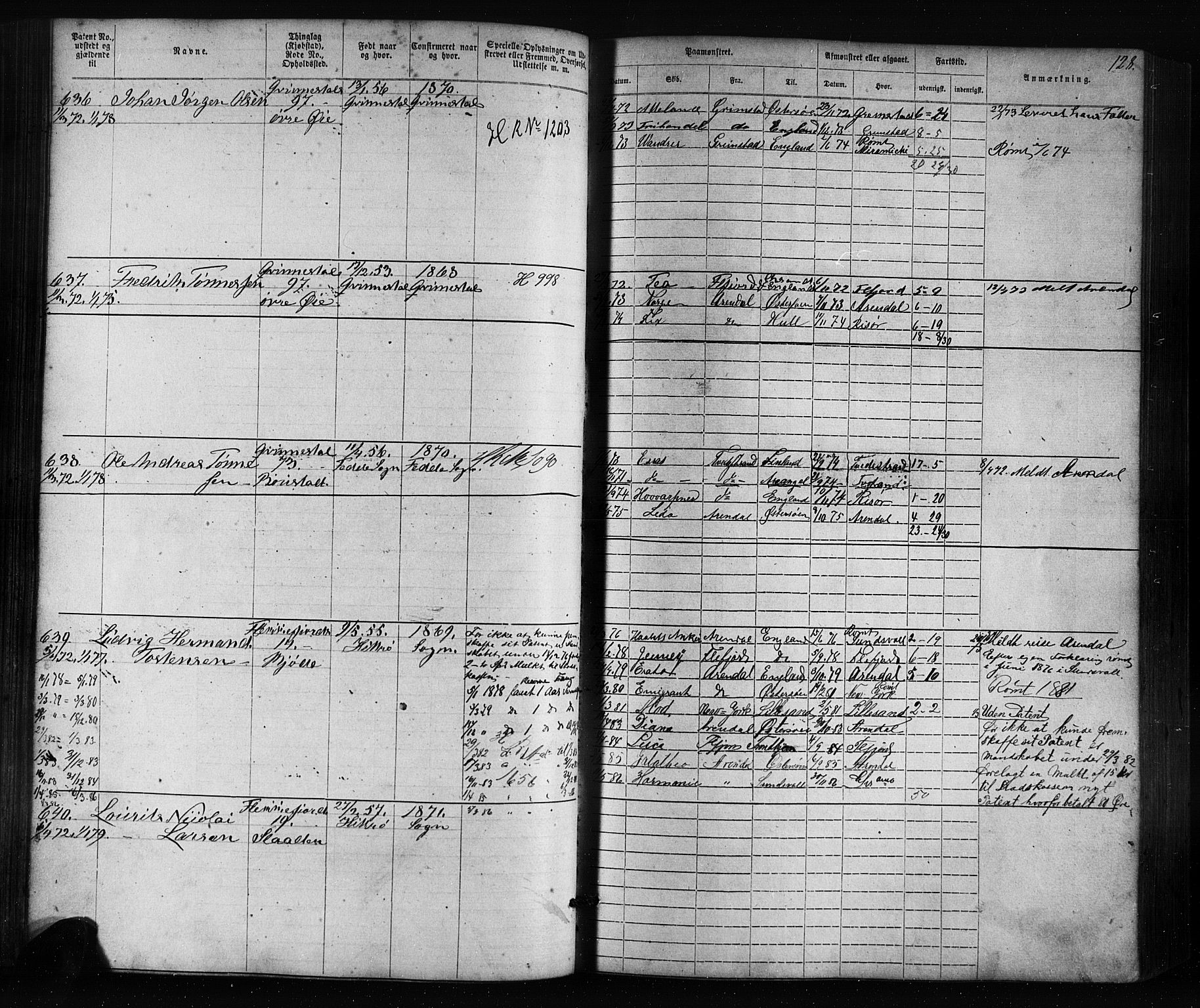 Flekkefjord mønstringskrets, AV/SAK-2031-0018/F/Fa/L0005: Annotasjonsrulle nr 1-1915 med register, Æ-2, 1868-1896, s. 149