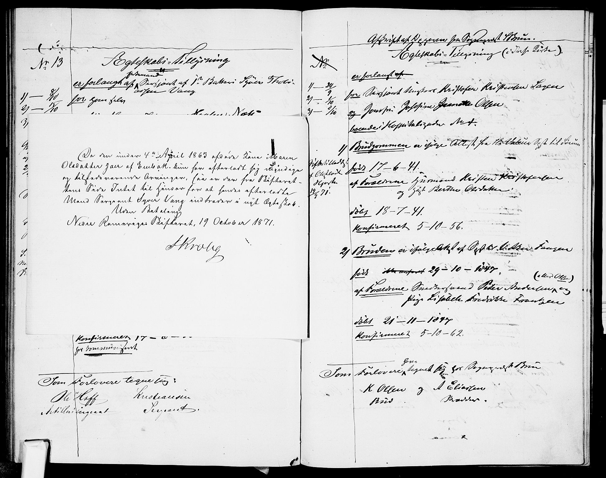 Garnisonsmenigheten Kirkebøker, AV/SAO-A-10846/H/Ha/L0006: Lysningsprotokoll nr. I 6, 1856-1872