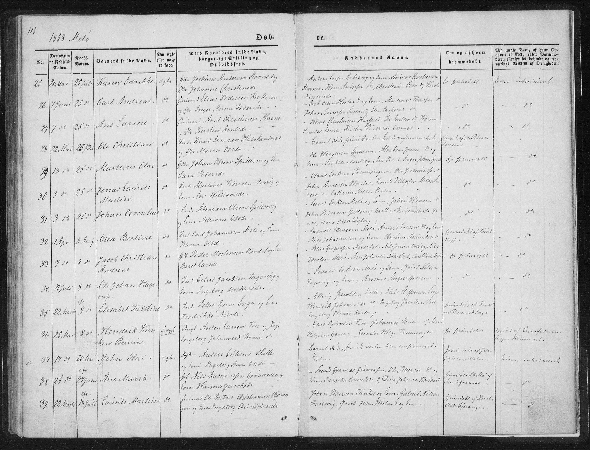 Ministerialprotokoller, klokkerbøker og fødselsregistre - Nordland, AV/SAT-A-1459/841/L0602: Ministerialbok nr. 841A08 /2, 1845-1859, s. 115