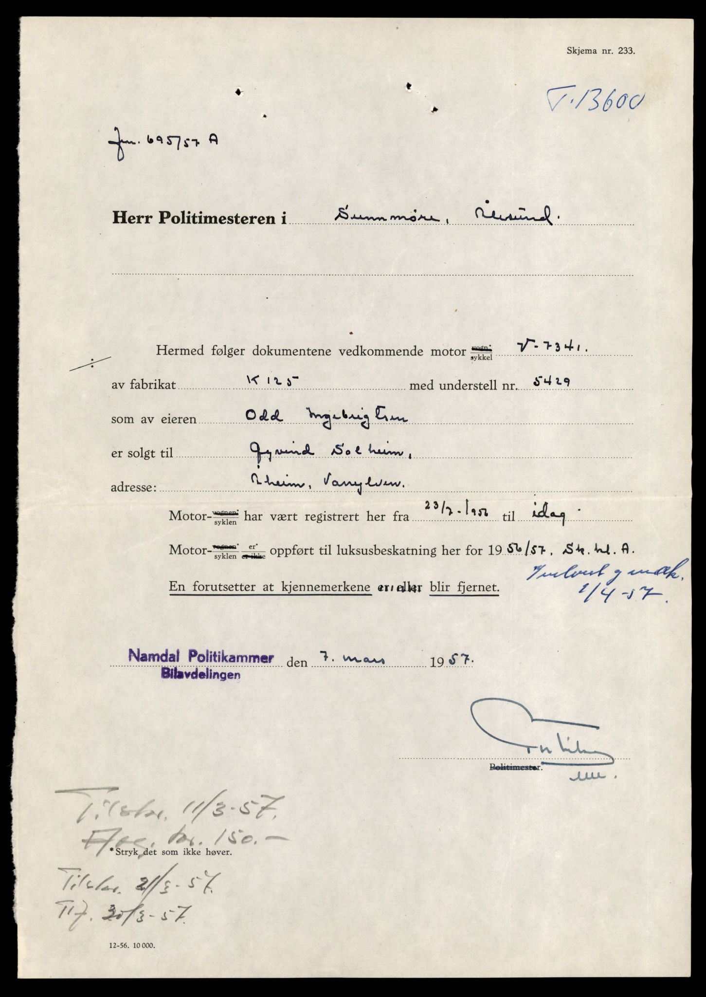 Møre og Romsdal vegkontor - Ålesund trafikkstasjon, AV/SAT-A-4099/F/Fe/L0040: Registreringskort for kjøretøy T 13531 - T 13709, 1927-1998, s. 1234