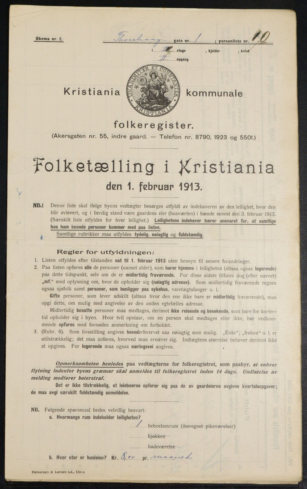 OBA, Kommunal folketelling 1.2.1913 for Kristiania, 1913, s. 114404