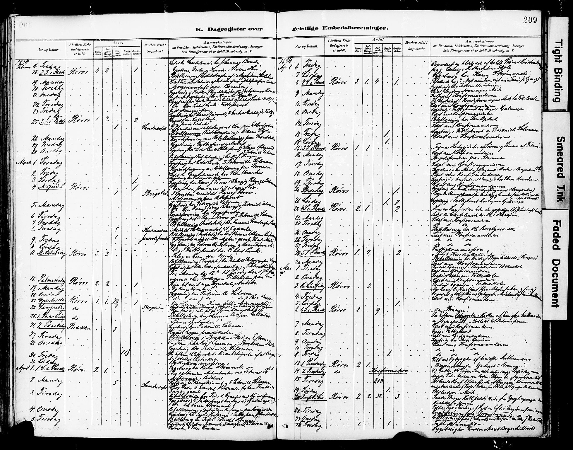 Ministerialprotokoller, klokkerbøker og fødselsregistre - Sør-Trøndelag, SAT/A-1456/681/L0935: Ministerialbok nr. 681A13, 1890-1898, s. 209