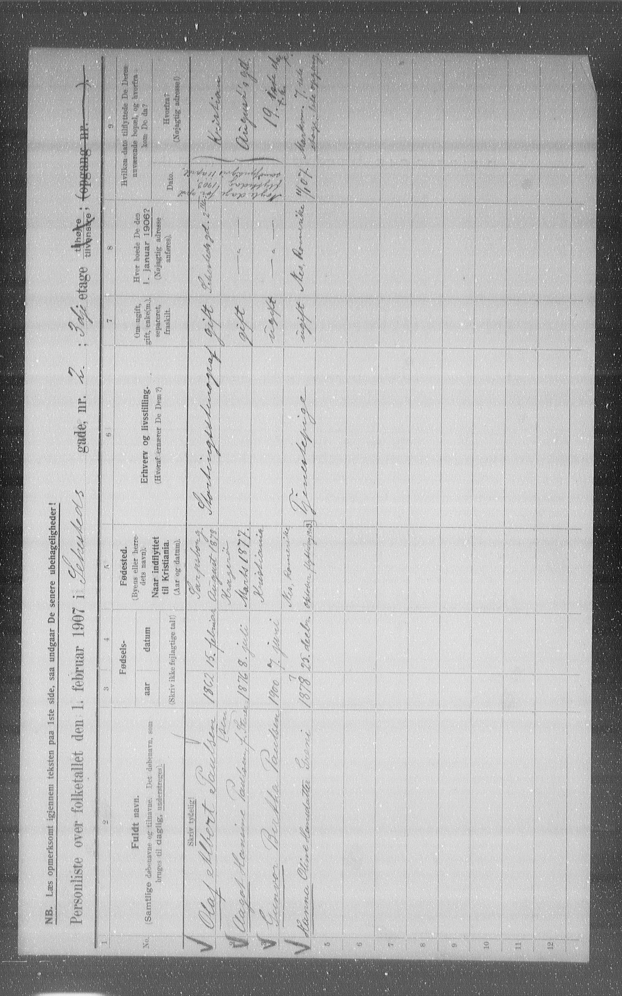 OBA, Kommunal folketelling 1.2.1907 for Kristiania kjøpstad, 1907, s. 47866