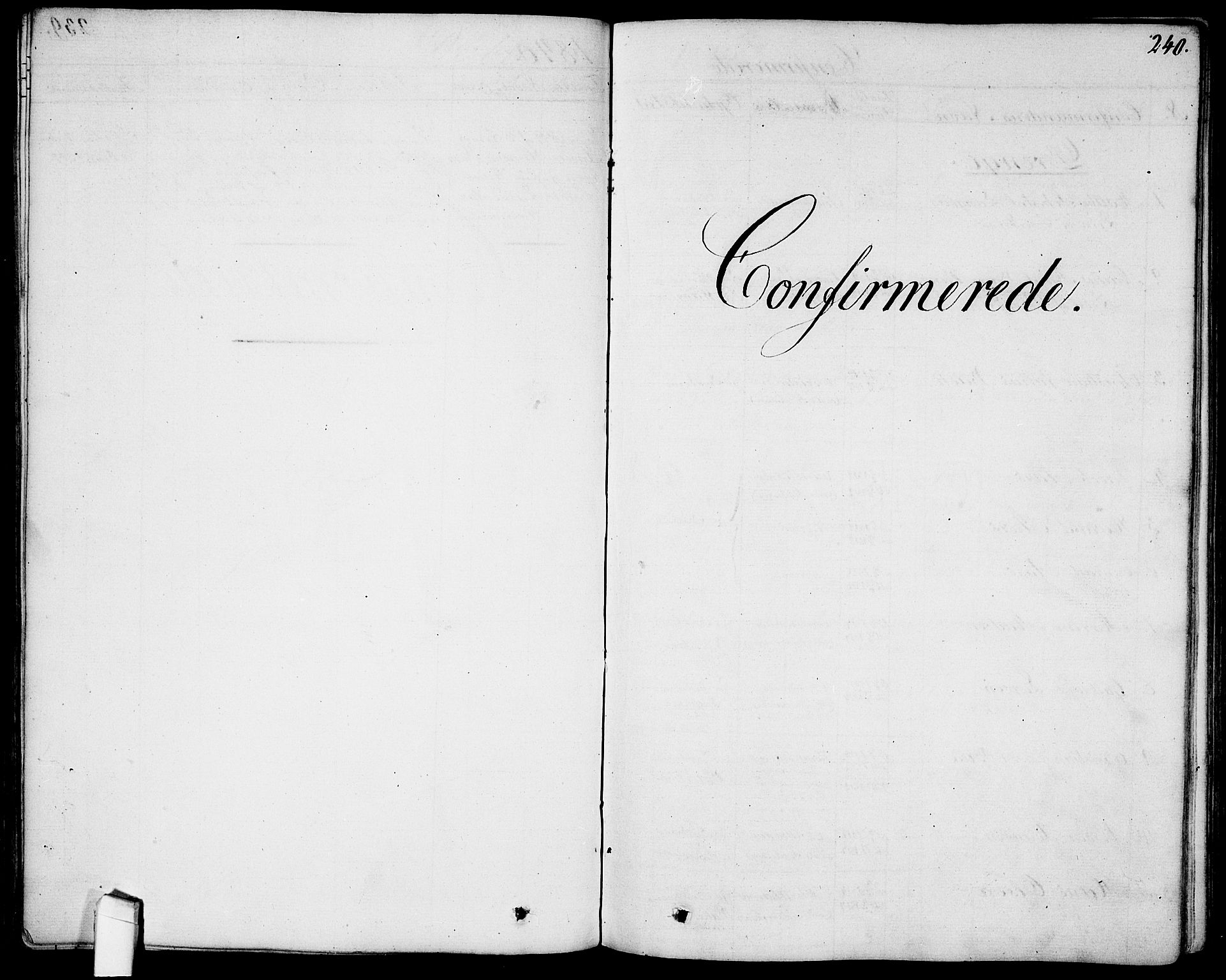 Garnisonsmenigheten Kirkebøker, AV/SAO-A-10846/G/Ga/L0004: Klokkerbok nr. 4, 1828-1840, s. 240