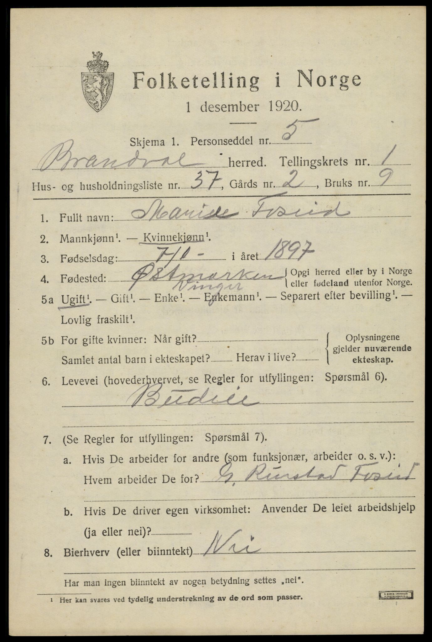 SAH, Folketelling 1920 for 0422 Brandval herred, 1920, s. 2002