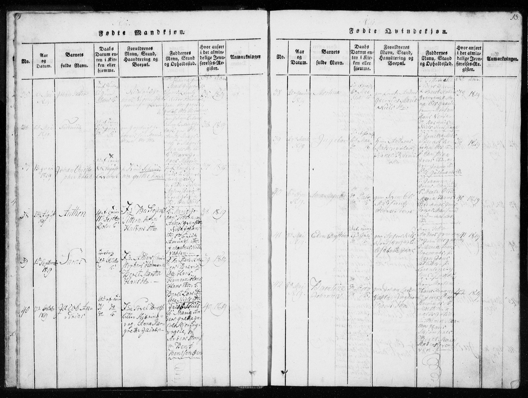Ministerialprotokoller, klokkerbøker og fødselsregistre - Sør-Trøndelag, SAT/A-1456/634/L0527: Ministerialbok nr. 634A03, 1818-1826, s. 18