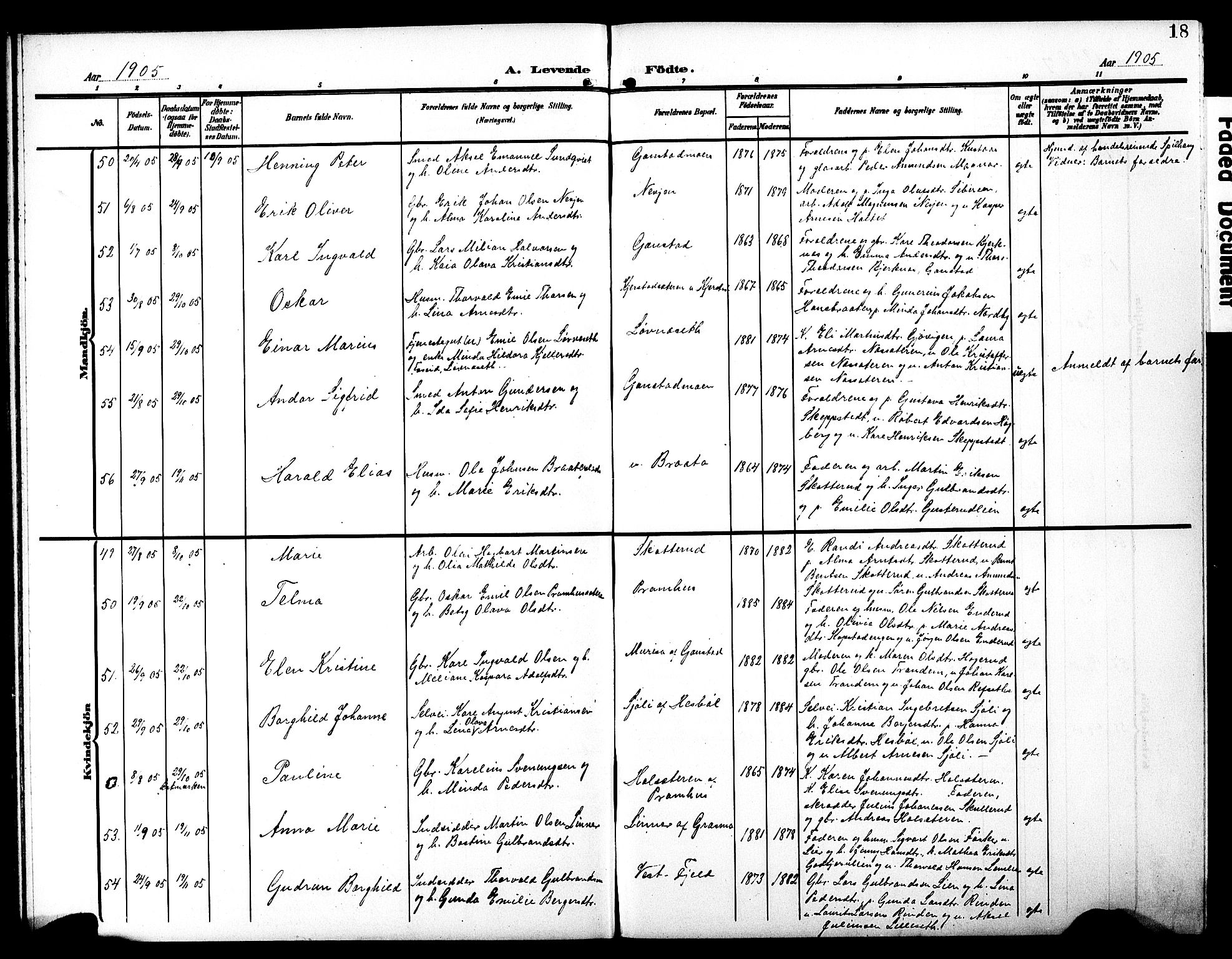 Eidskog prestekontor, AV/SAH-PREST-026/H/Ha/Hab/L0003: Klokkerbok nr. 3, 1904-1919, s. 18