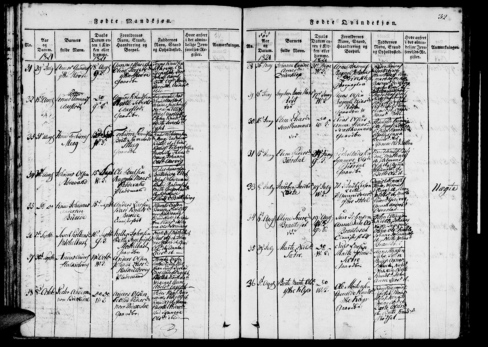 Ministerialprotokoller, klokkerbøker og fødselsregistre - Møre og Romsdal, AV/SAT-A-1454/511/L0138: Ministerialbok nr. 511A05, 1817-1832, s. 32