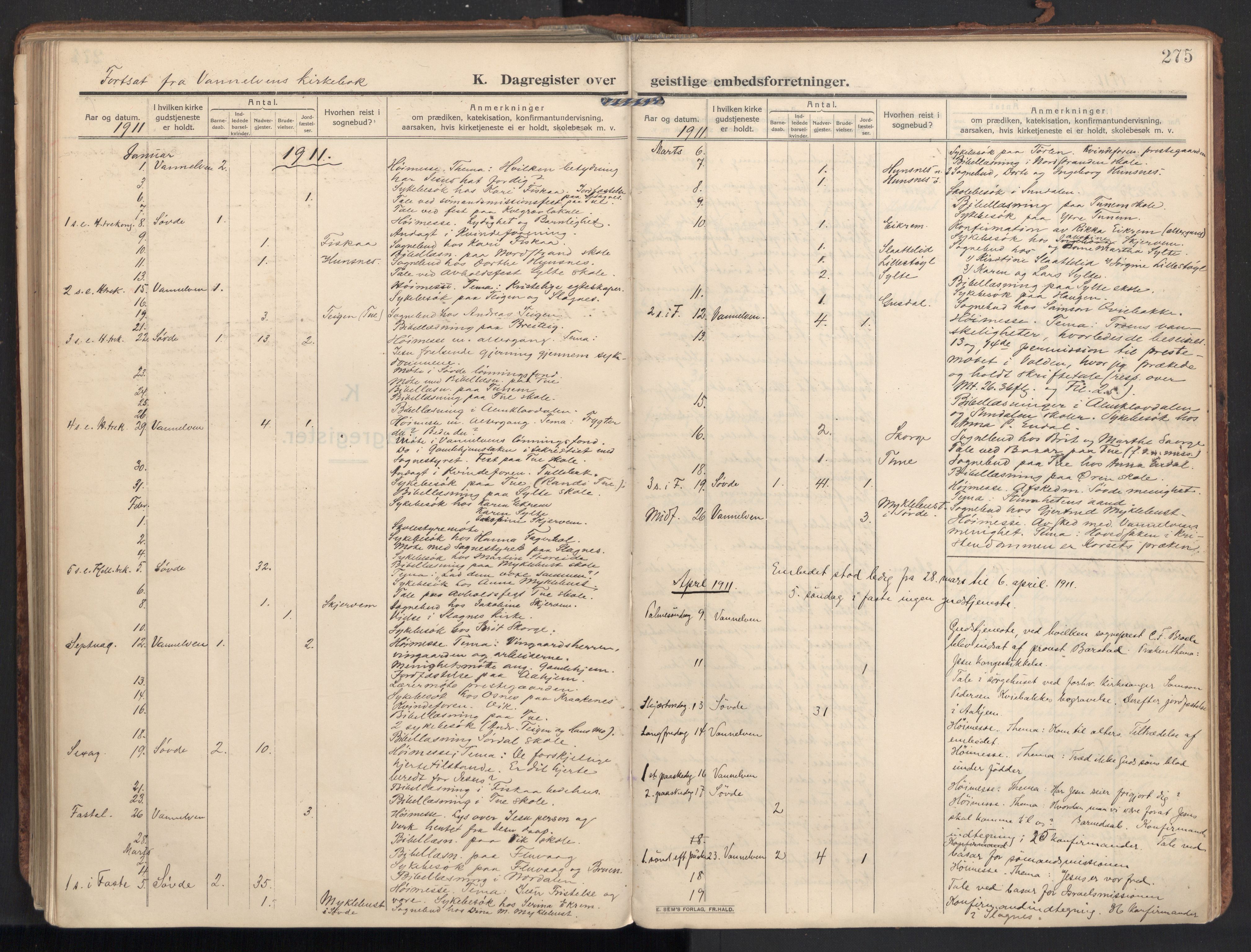 Ministerialprotokoller, klokkerbøker og fødselsregistre - Møre og Romsdal, AV/SAT-A-1454/502/L0026: Ministerialbok nr. 502A04, 1909-1933, s. 275