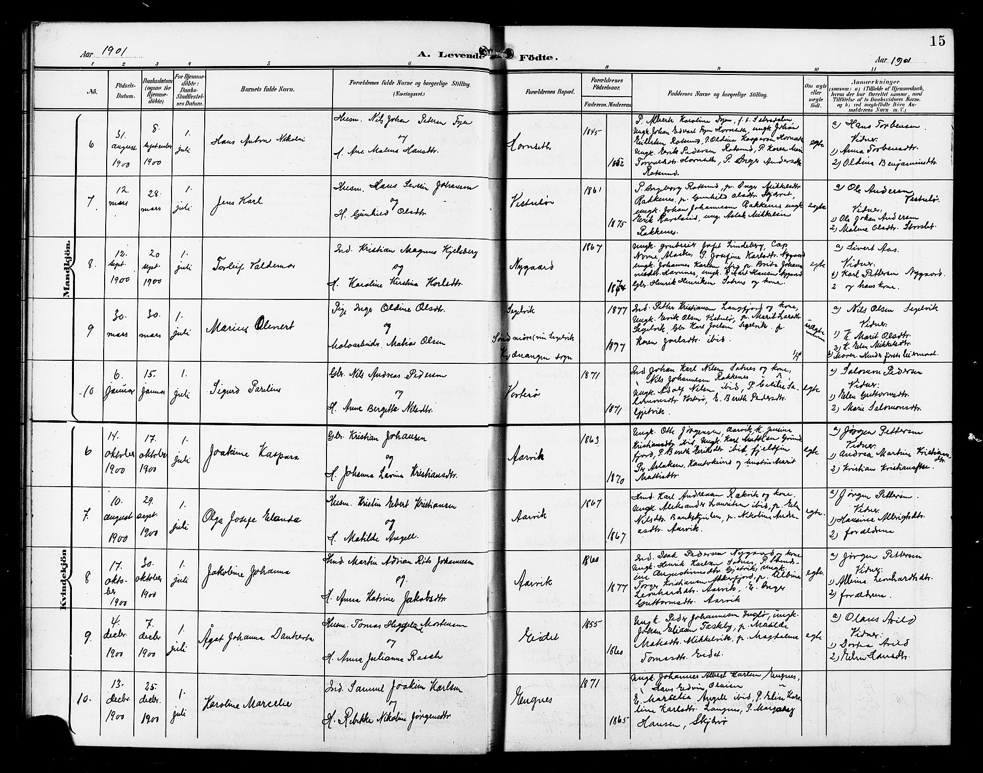 Skjervøy sokneprestkontor, AV/SATØ-S-1300/H/Ha/Hab/L0008klokker: Klokkerbok nr. 8, 1900-1910, s. 15