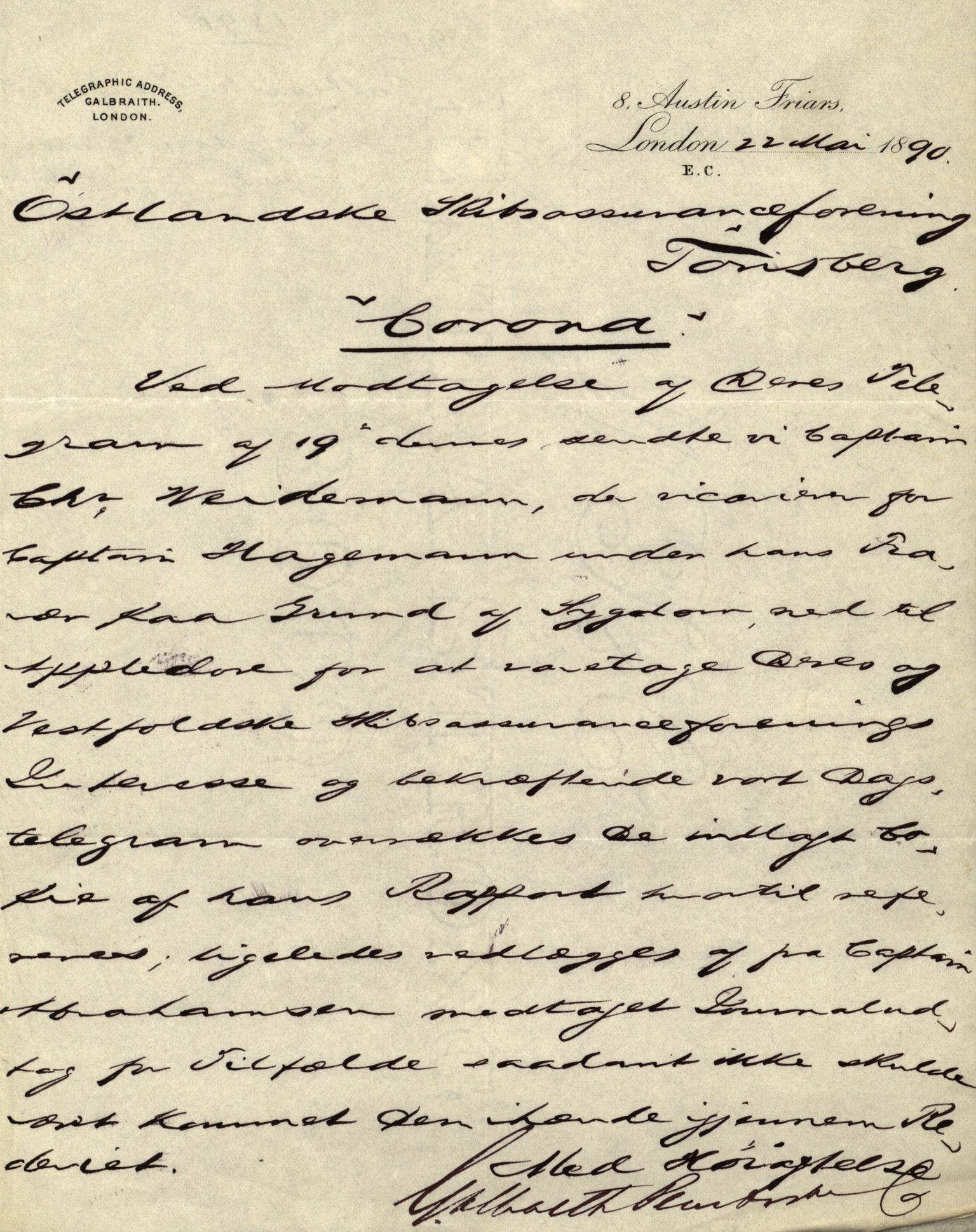 Pa 63 - Østlandske skibsassuranceforening, VEMU/A-1079/G/Ga/L0025/0003: Havaridokumenter / Josephine, Carl, Johanna, Castro, Comorin, Corona, 1890, s. 139