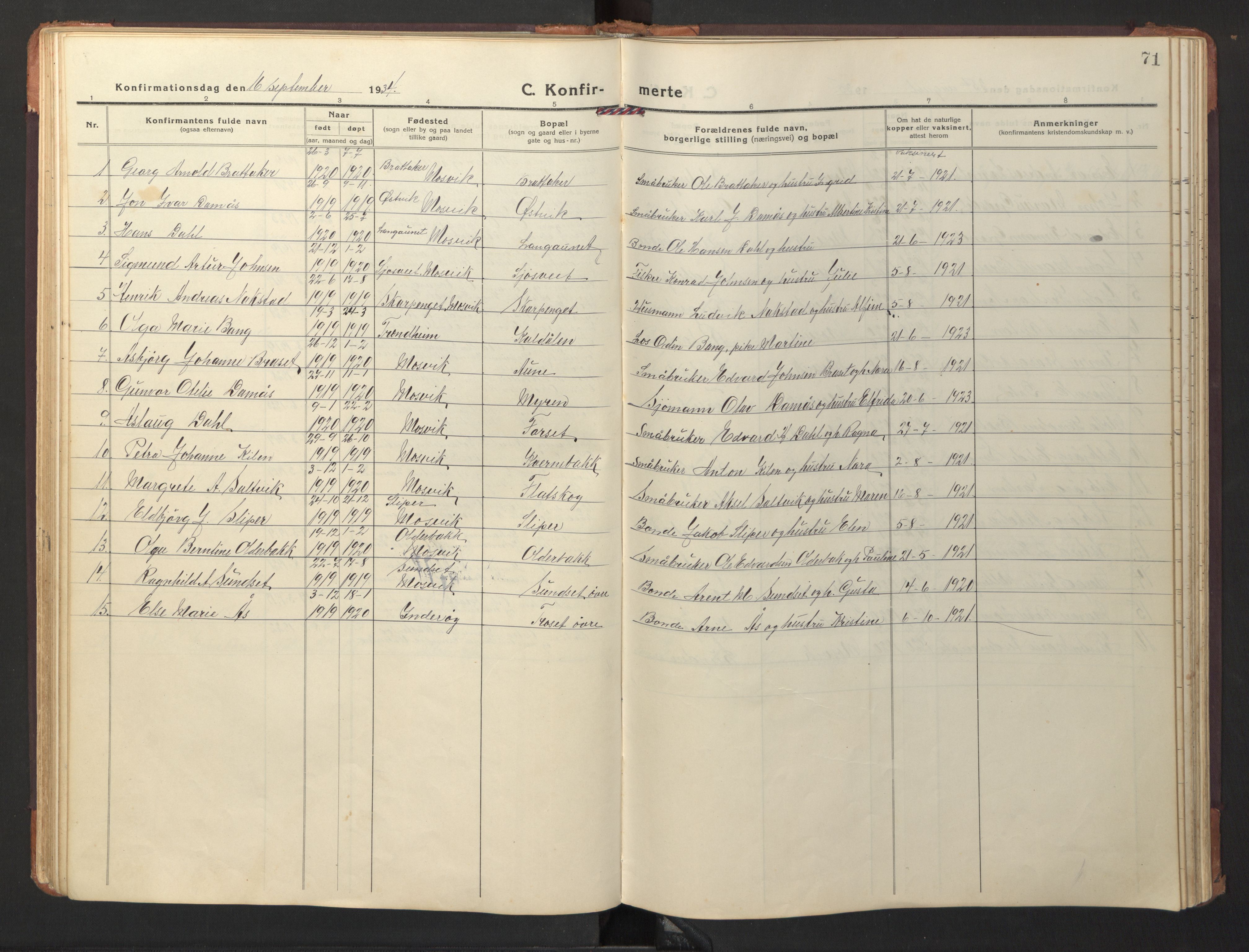 Ministerialprotokoller, klokkerbøker og fødselsregistre - Nord-Trøndelag, SAT/A-1458/733/L0328: Klokkerbok nr. 733C03, 1919-1966, s. 71