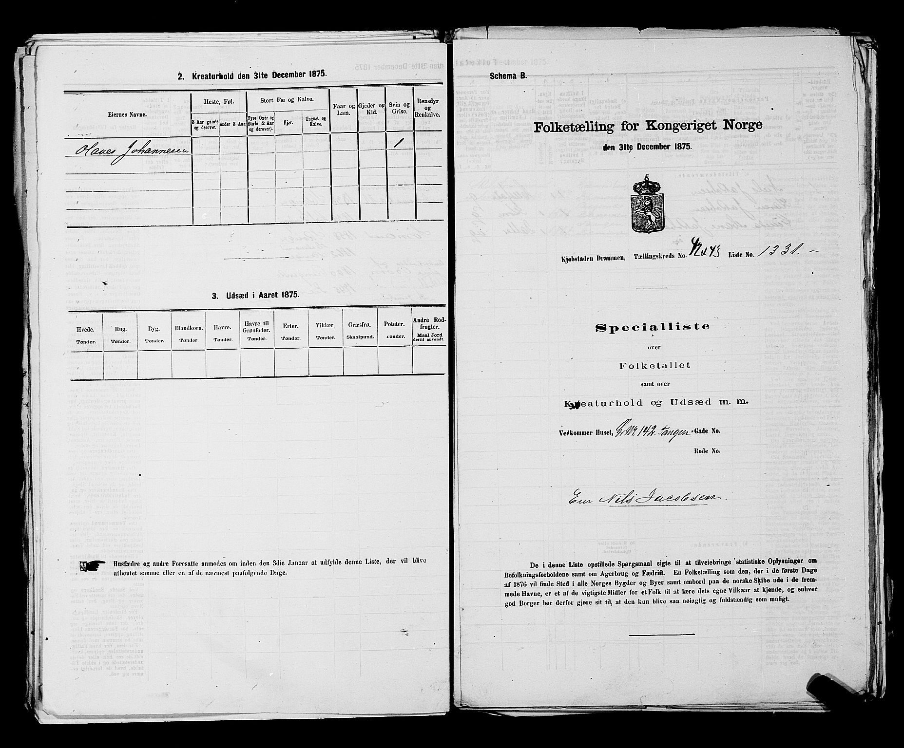 SAKO, Folketelling 1875 for 0602 Drammen kjøpstad, 1875, s. 3608