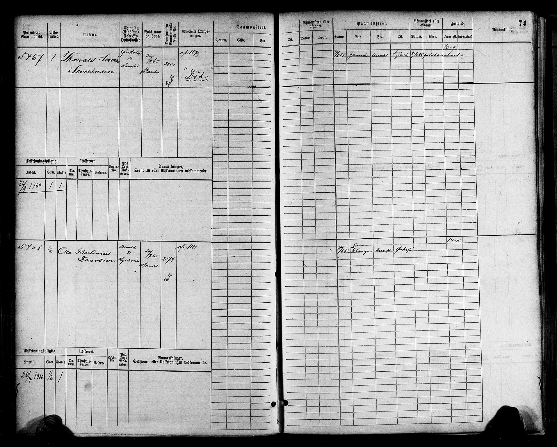 Arendal mønstringskrets, AV/SAK-2031-0012/F/Fb/L0017: Hovedrulle A nr 5323-6076, S-15, 1884-1892, s. 75