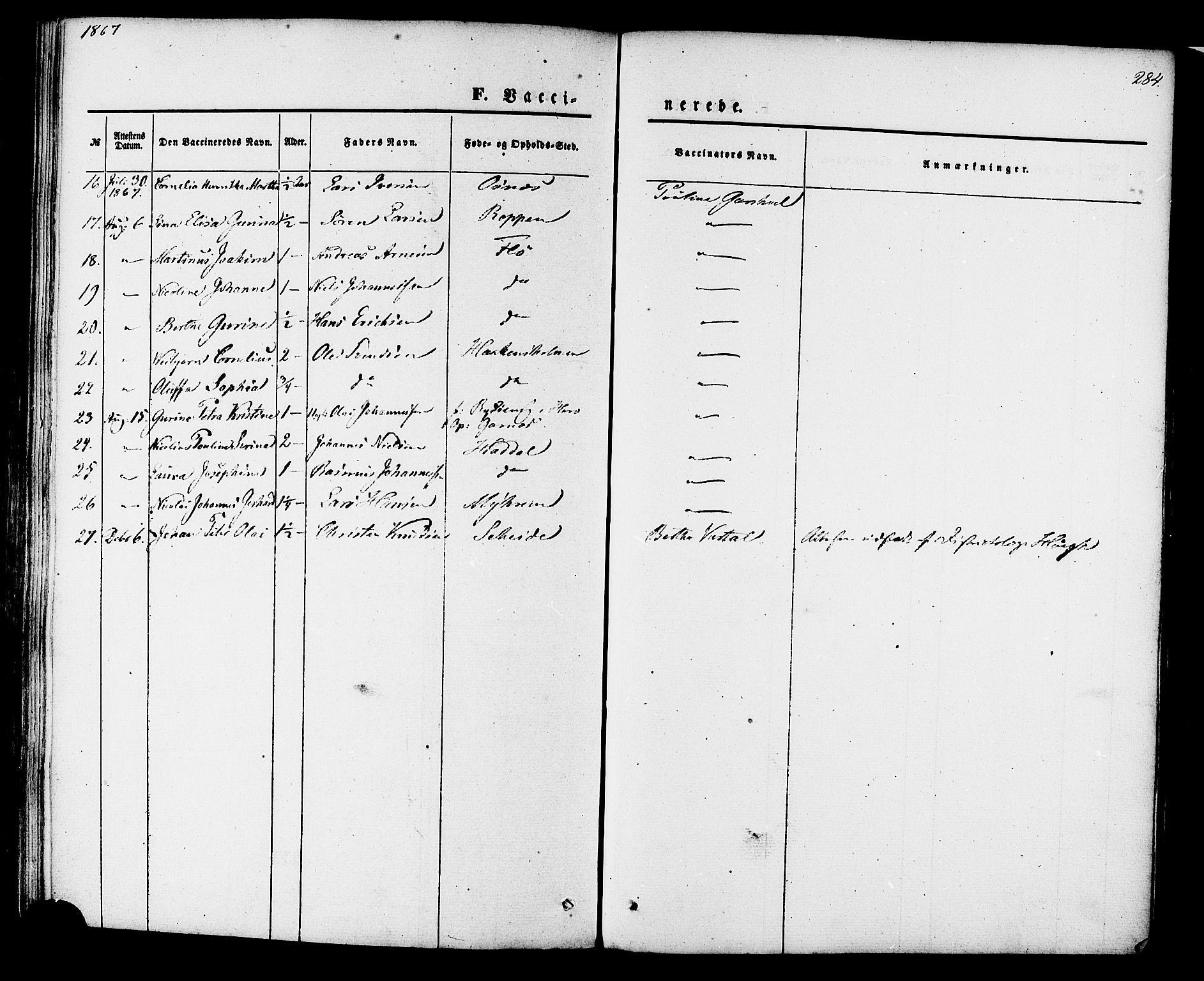 Ministerialprotokoller, klokkerbøker og fødselsregistre - Møre og Romsdal, SAT/A-1454/509/L0105: Ministerialbok nr. 509A03, 1848-1882, s. 284