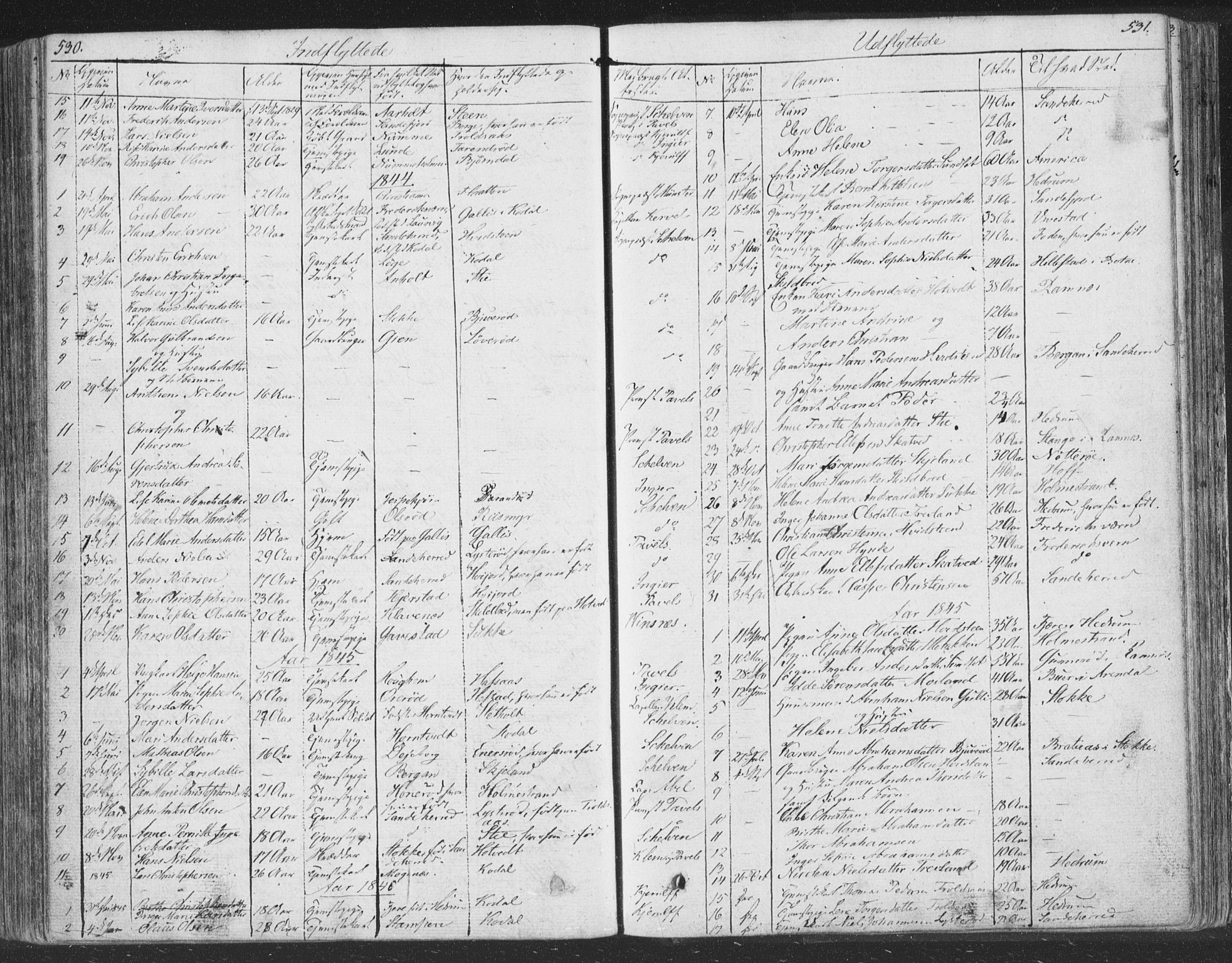 Andebu kirkebøker, AV/SAKO-A-336/F/Fa/L0004: Ministerialbok nr. I 4, 1829-1856, s. 530-531