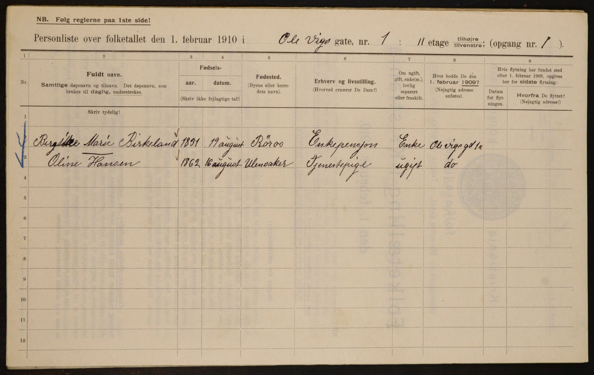 OBA, Kommunal folketelling 1.2.1910 for Kristiania, 1910, s. 72694