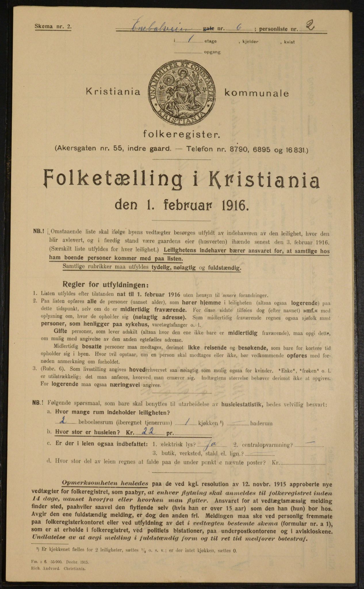 OBA, Kommunal folketelling 1.2.1916 for Kristiania, 1916, s. 21373