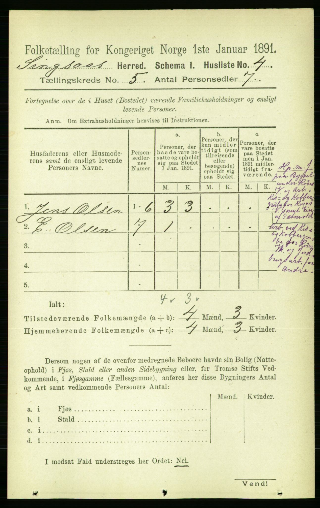 RA, Folketelling 1891 for 1646 Singsås herred, 1891, s. 986