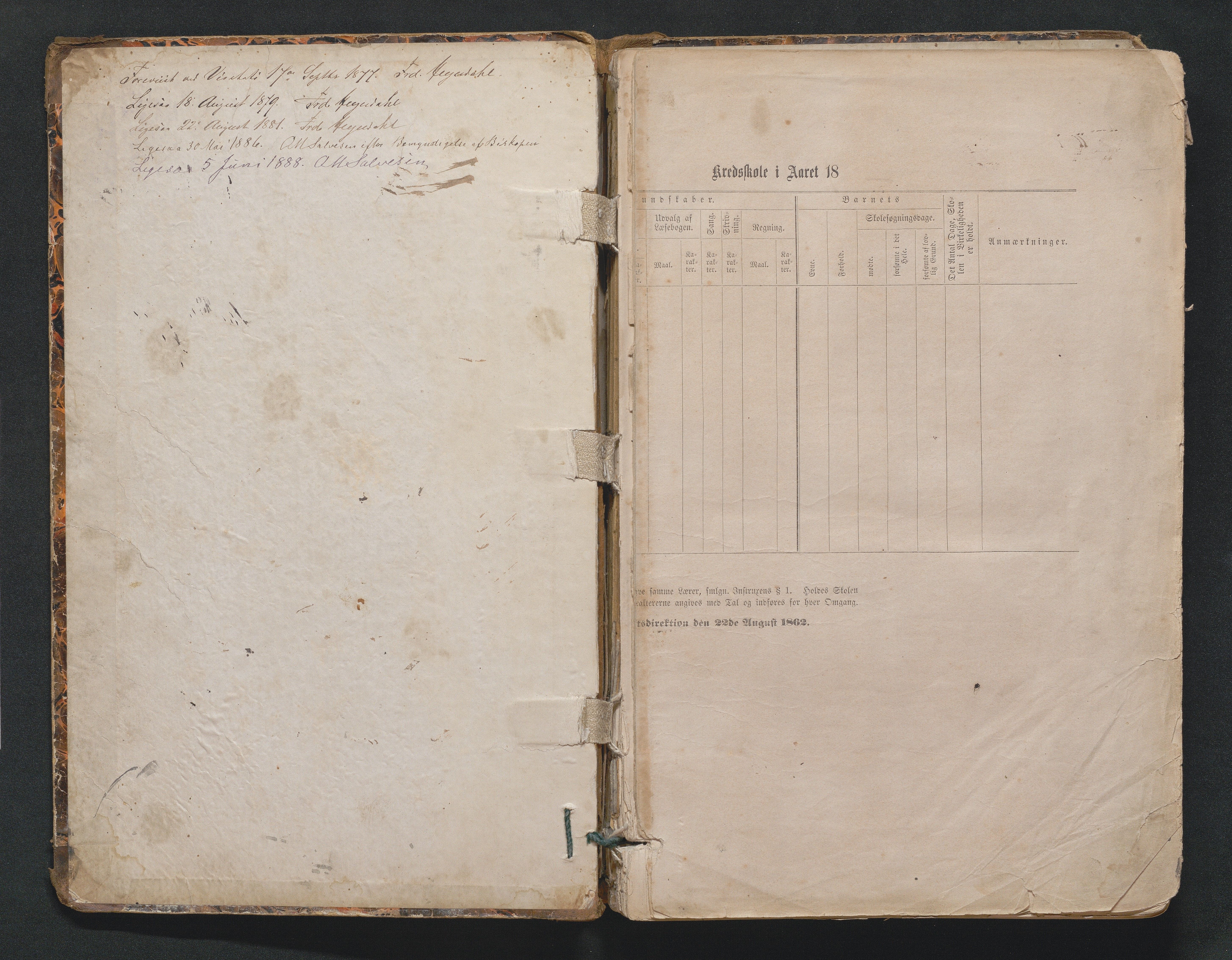 Birkenes kommune, Mosfjell skolekrets, AAKS/KA0928-550f_91/F02/L0001: Skoleprotokoll Flå og Mosfjell, 1867-1909