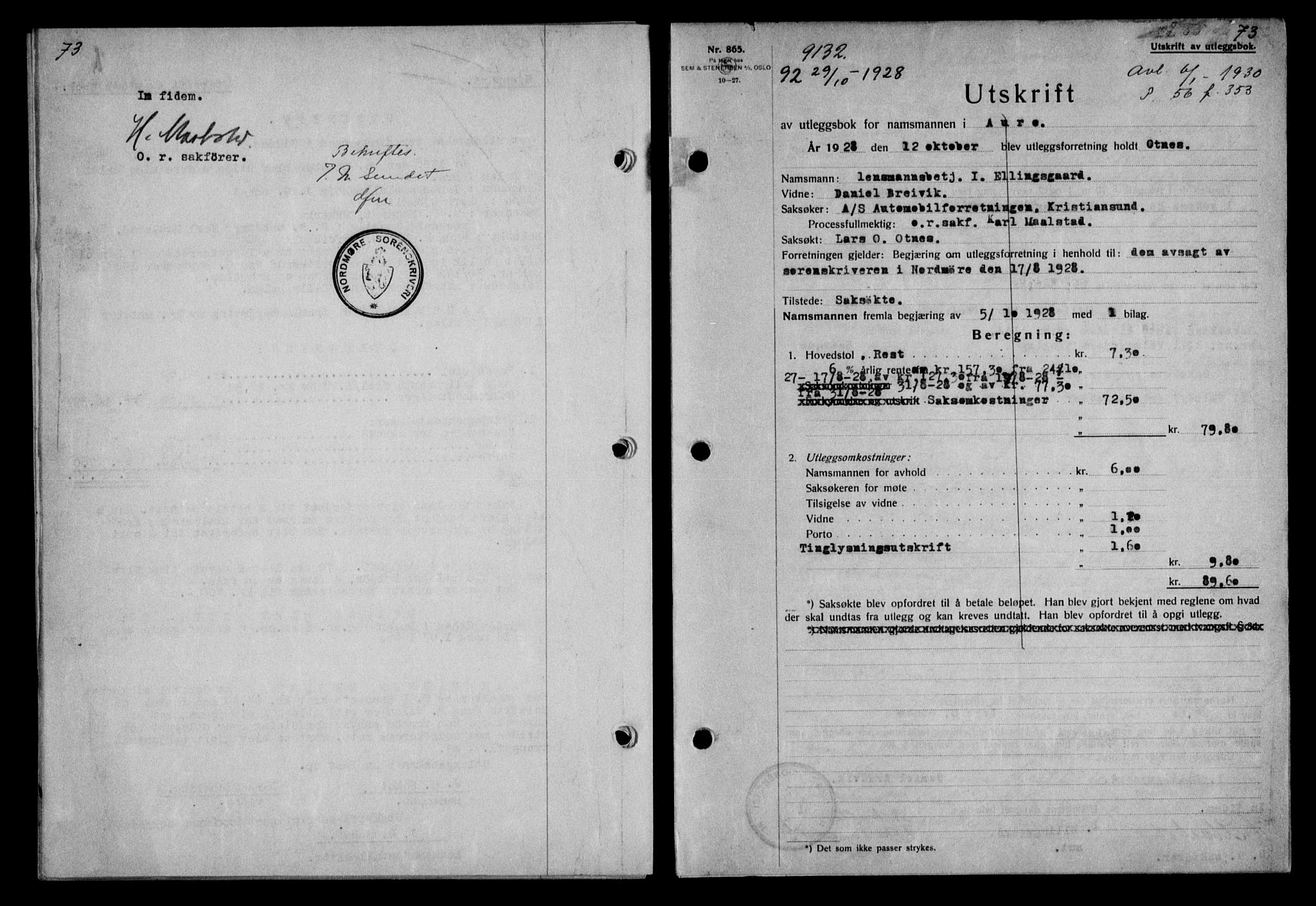 Nordmøre sorenskriveri, AV/SAT-A-4132/1/2/2Ca/L0065: Pantebok nr. 55, 1928-1929, Tingl.dato: 29.10.1928