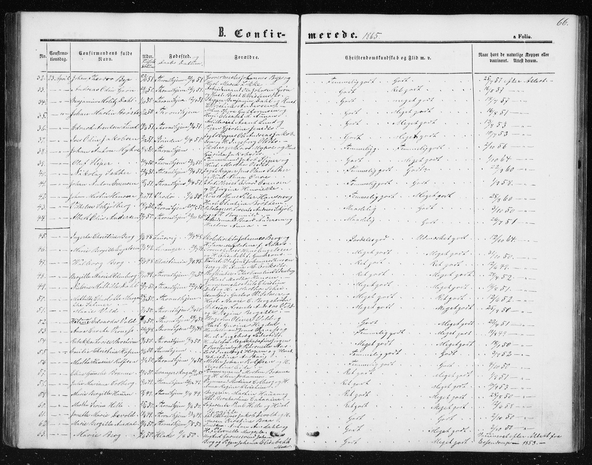 Ministerialprotokoller, klokkerbøker og fødselsregistre - Sør-Trøndelag, SAT/A-1456/602/L0114: Ministerialbok nr. 602A12, 1856-1872, s. 66