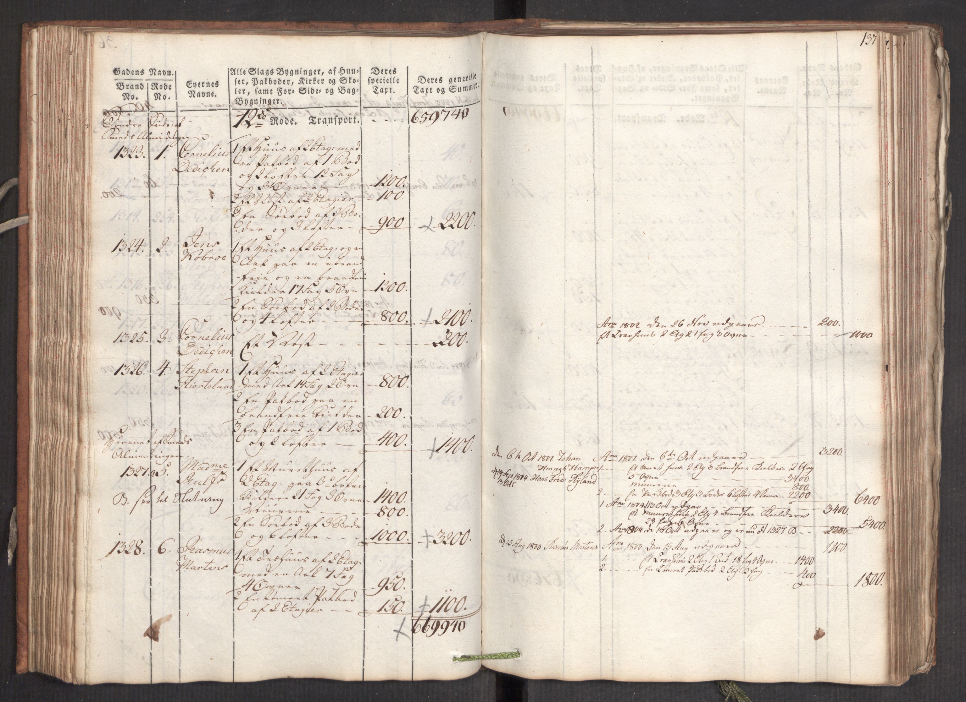 Kommersekollegiet, Brannforsikringskontoret 1767-1814, RA/EA-5458/F/Fa/L0006/0001: Bergen / Branntakstprotokoll, 1797, s. 137