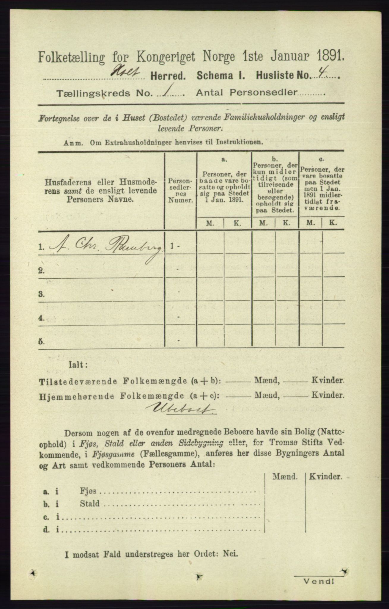 RA, Folketelling 1891 for 0914 Holt herred, 1891, s. 37